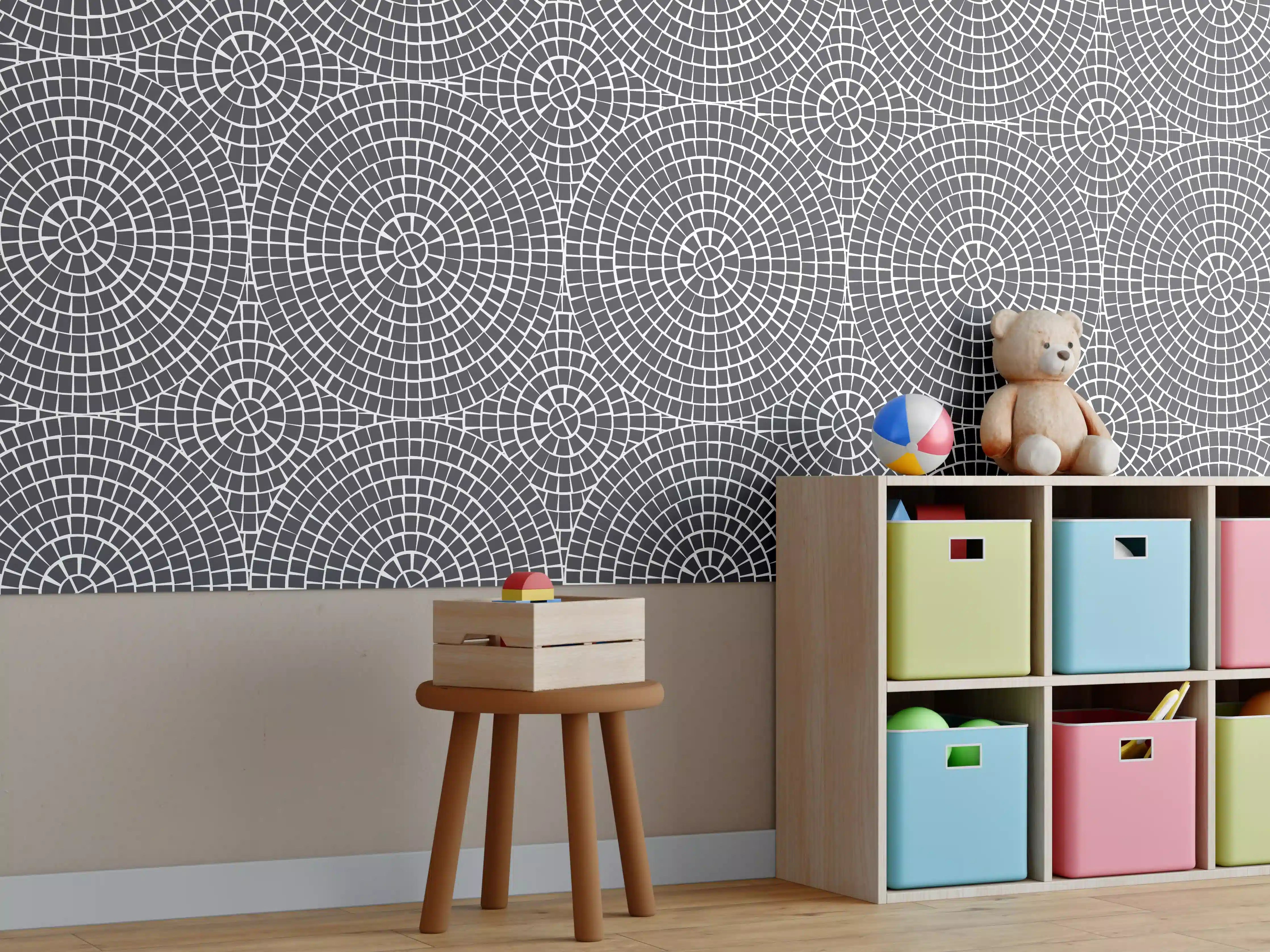 Kinderzimmer Wandgestaltung - Graue Mosaikfliese für stilvolle Räume