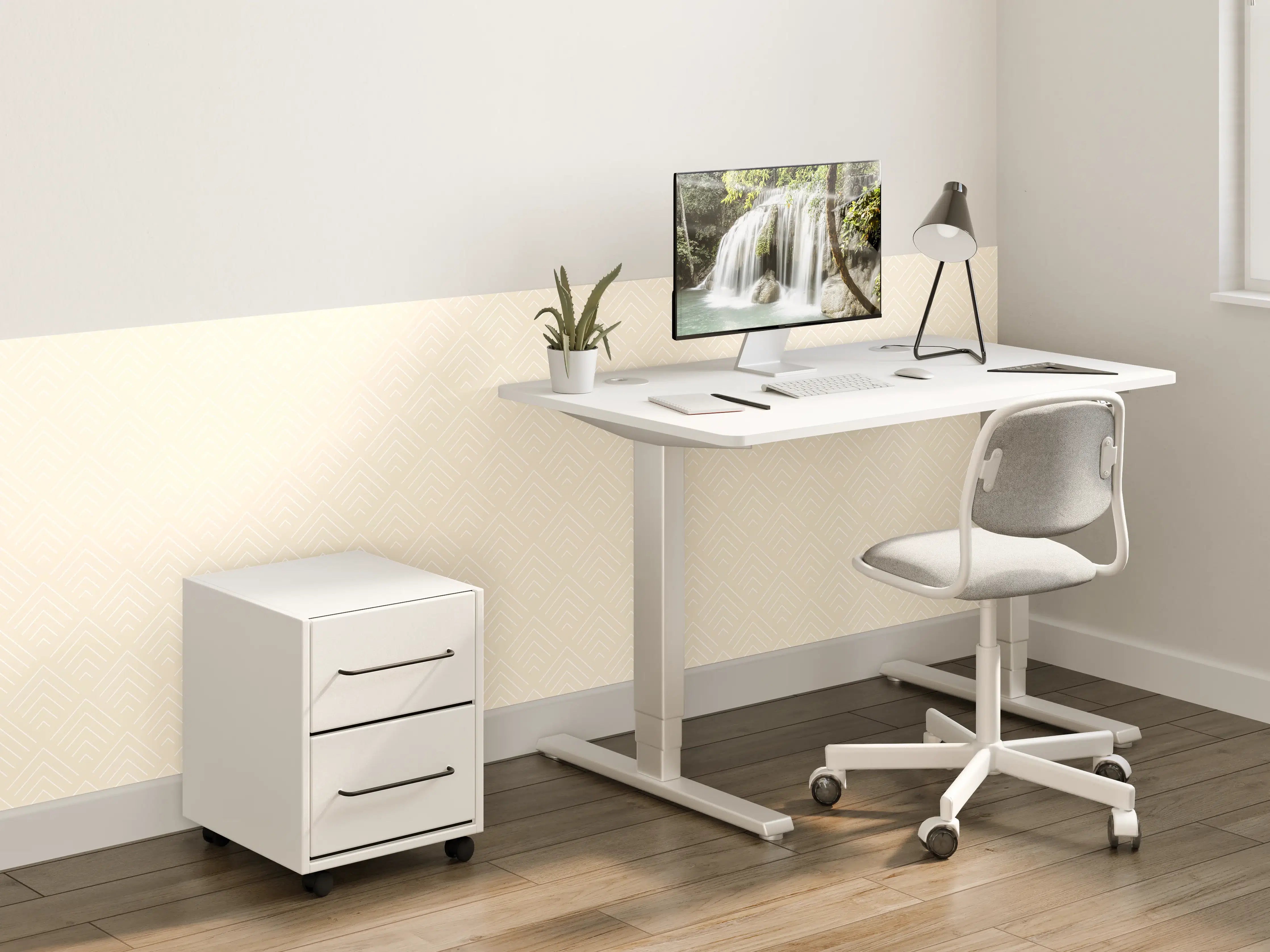 Kinderzimmer Wandgestaltung - Graue Muster-Tapete