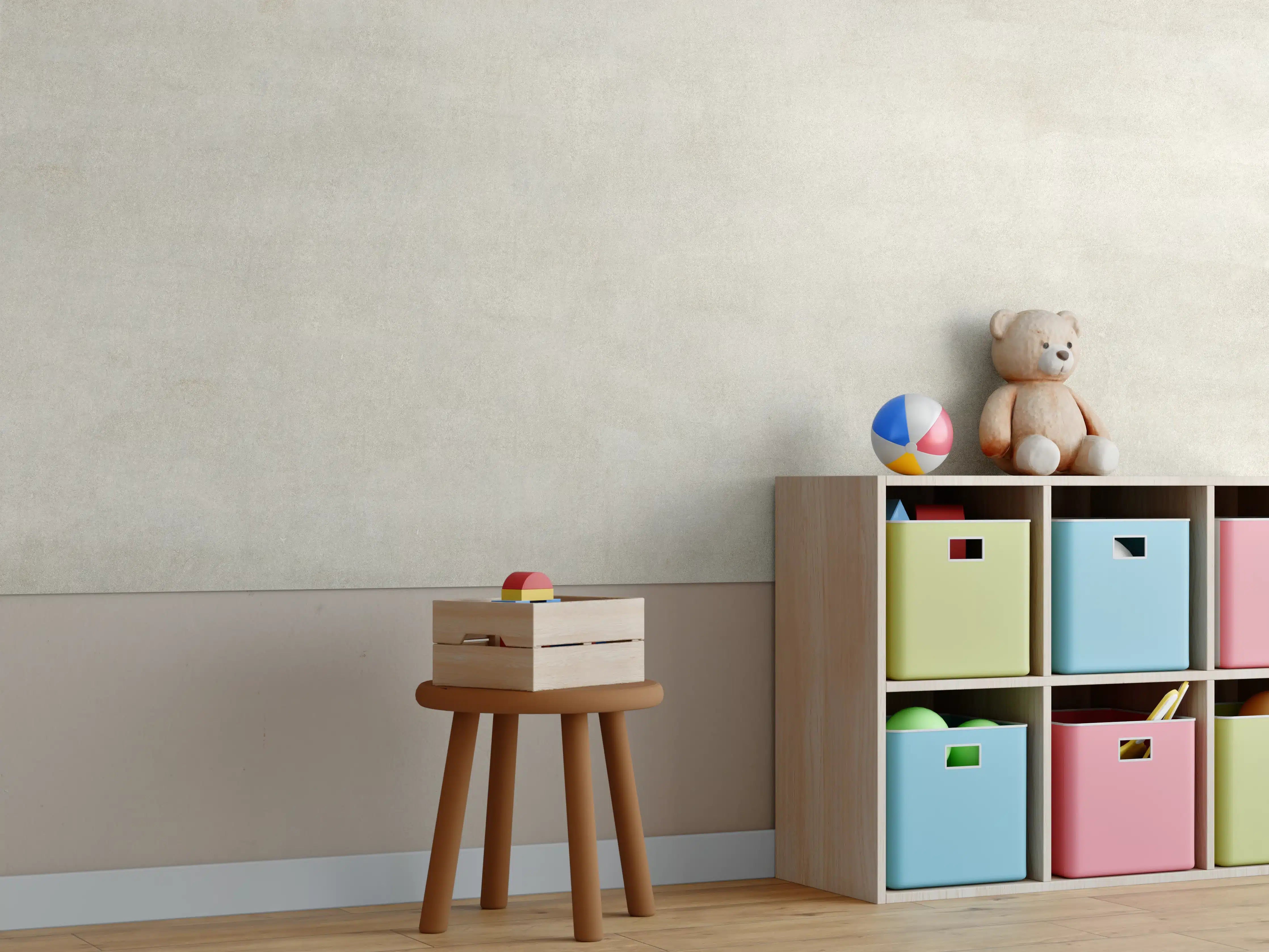 Kinderzimmer Wandgestaltung - Graue Nuance auf Weißer Wand