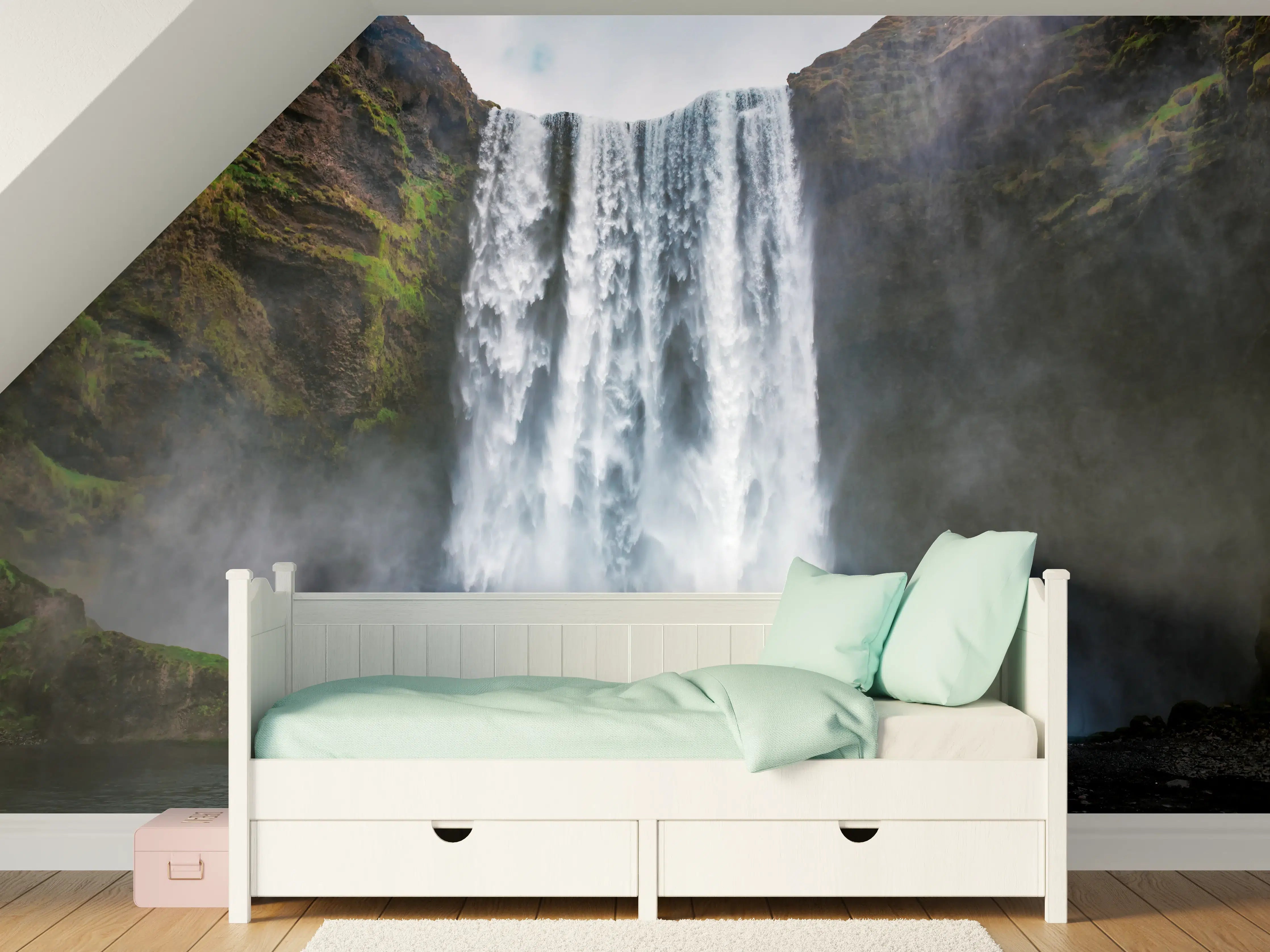 Kinderzimmer Wandgestaltung - Graue Wasserfallpracht