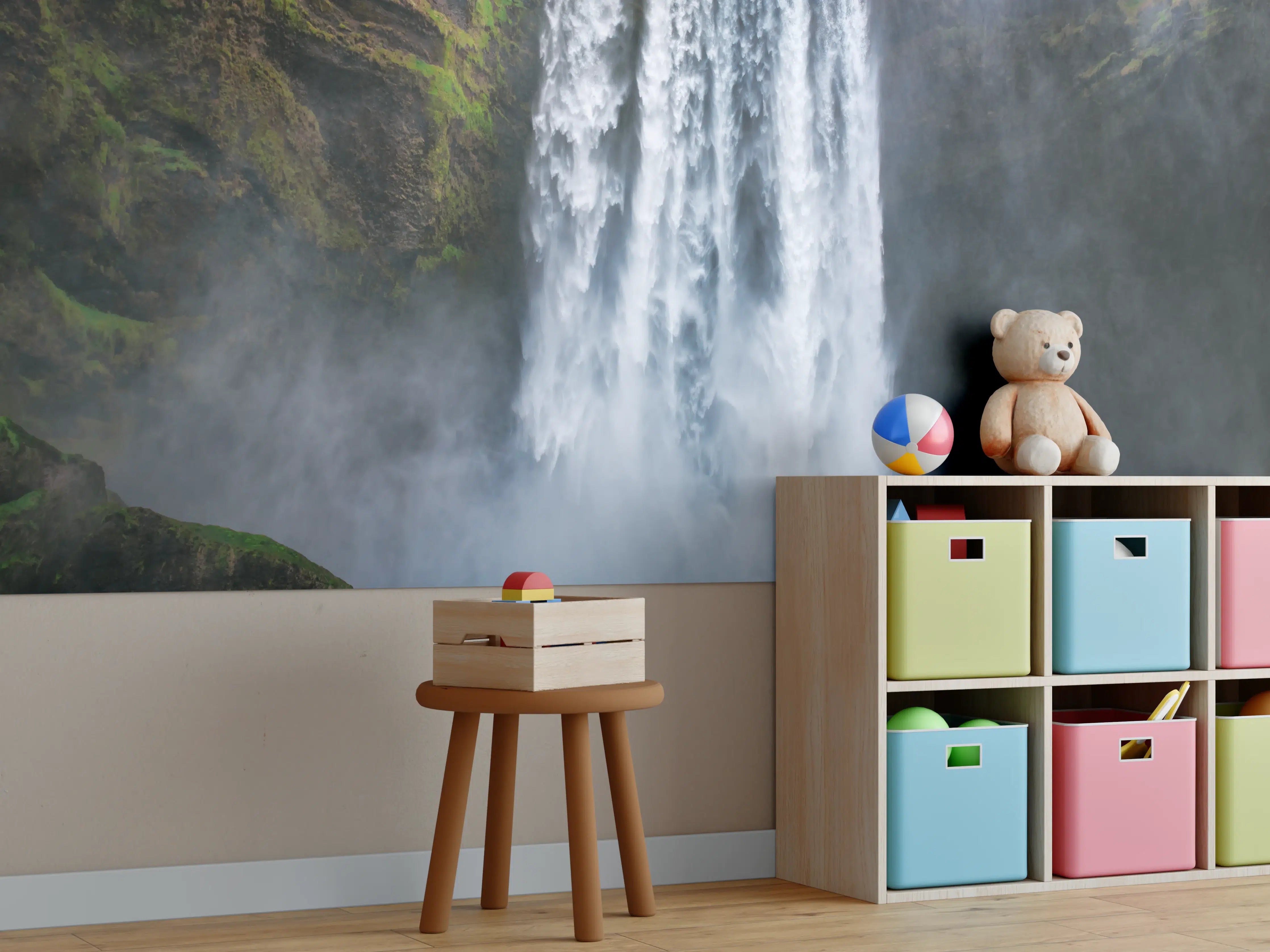 Kinderzimmer Wandgestaltung - Graue Wasserfallpracht