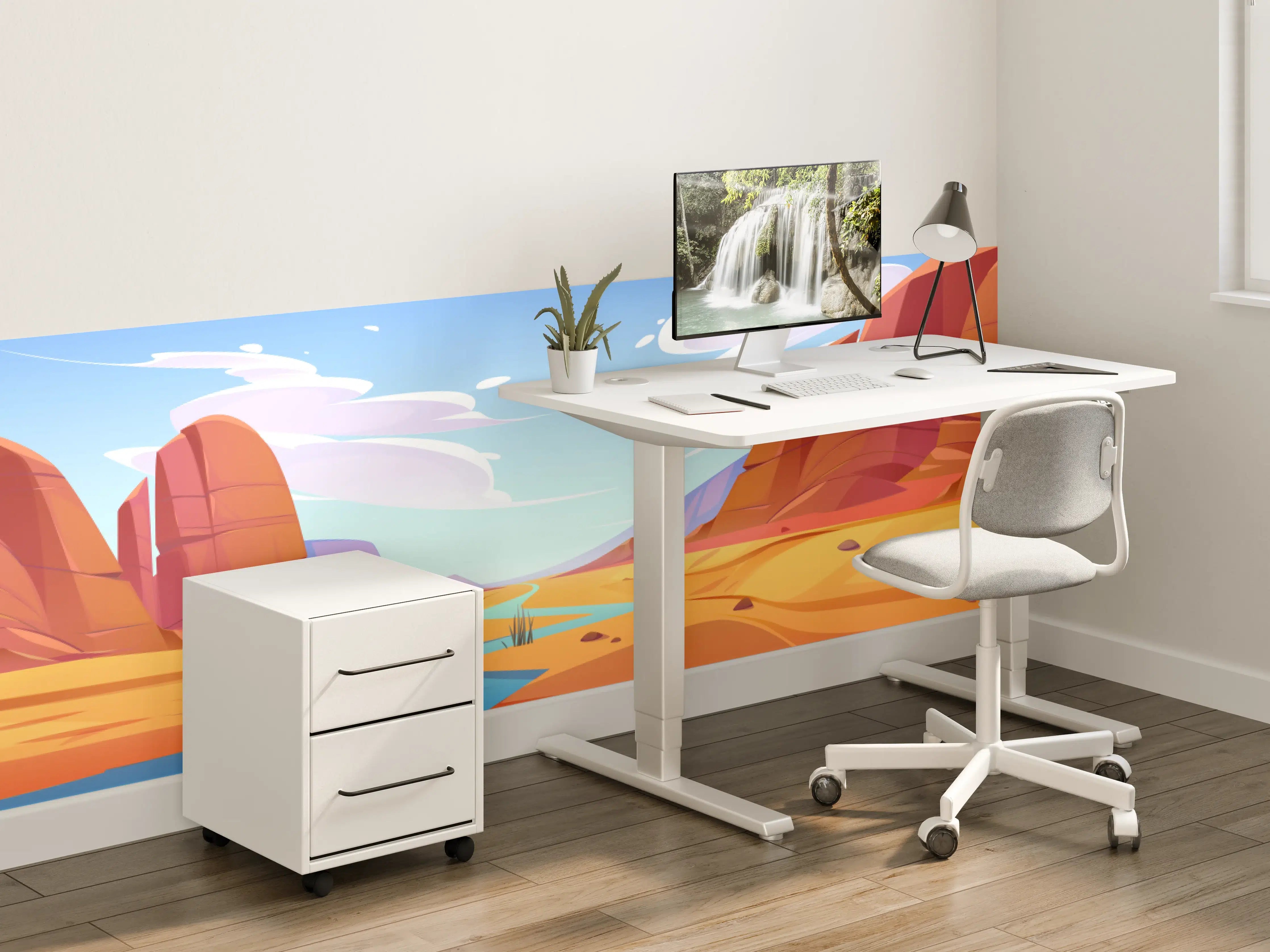 Kinderzimmer Wandgestaltung - Graue Wüste am Fluss