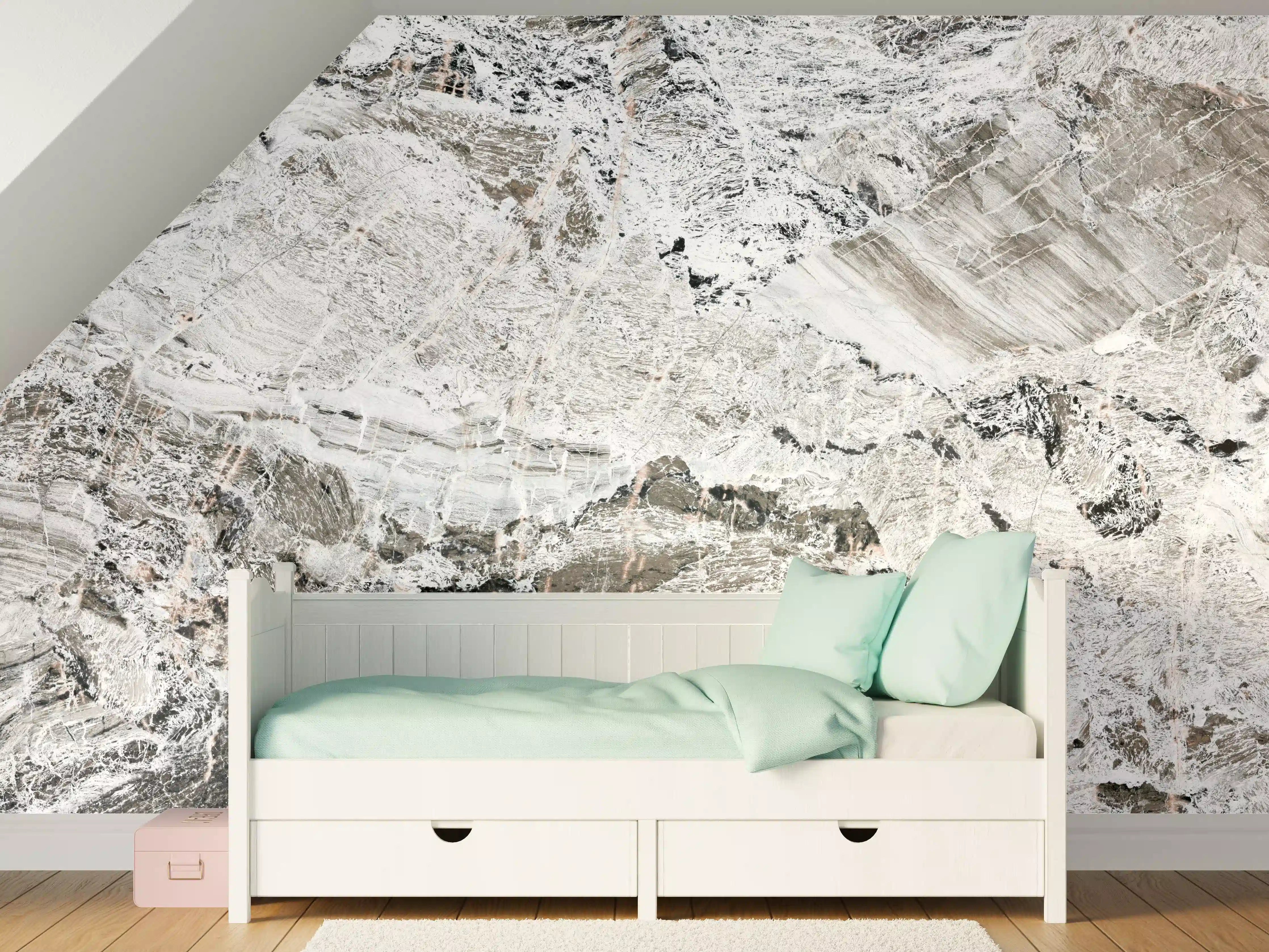 Kinderzimmer Wandgestaltung - Graue abstrakte Marmor Stein Textur