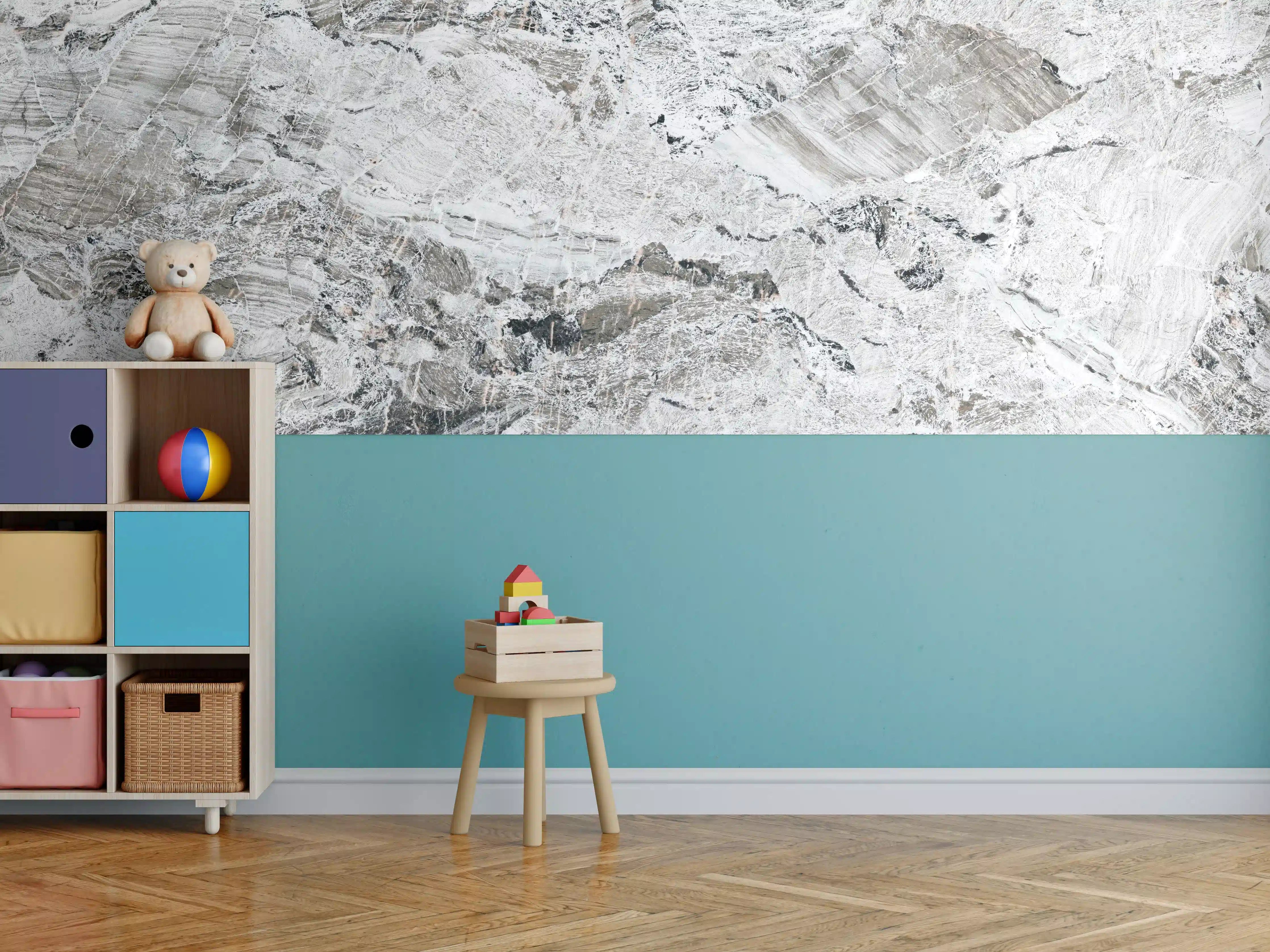 Kinderzimmer Wandgestaltung - Graue abstrakte Marmor Stein Textur