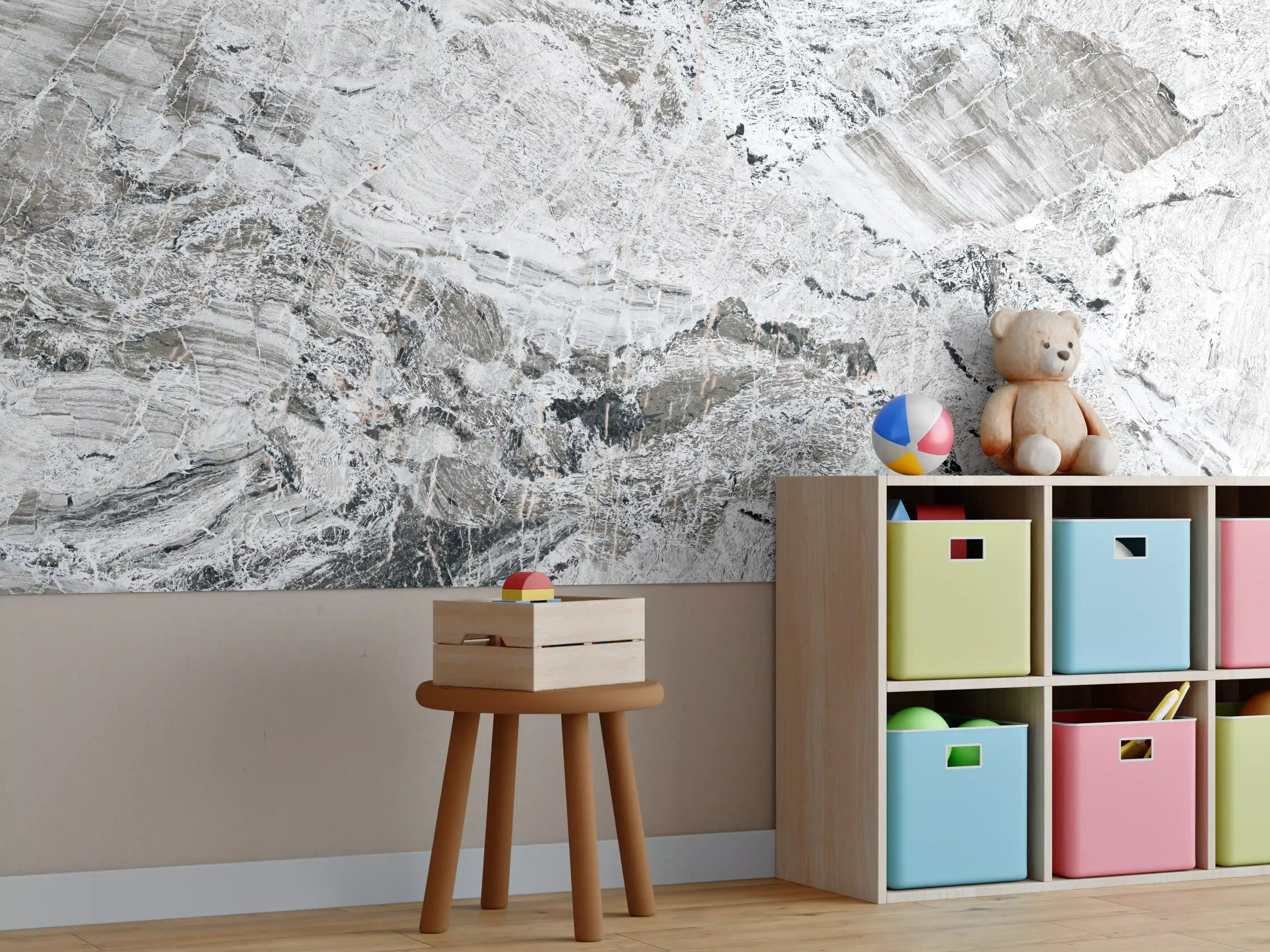 Kinderzimmer Wandgestaltung - Graue abstrakte Marmor Stein Textur