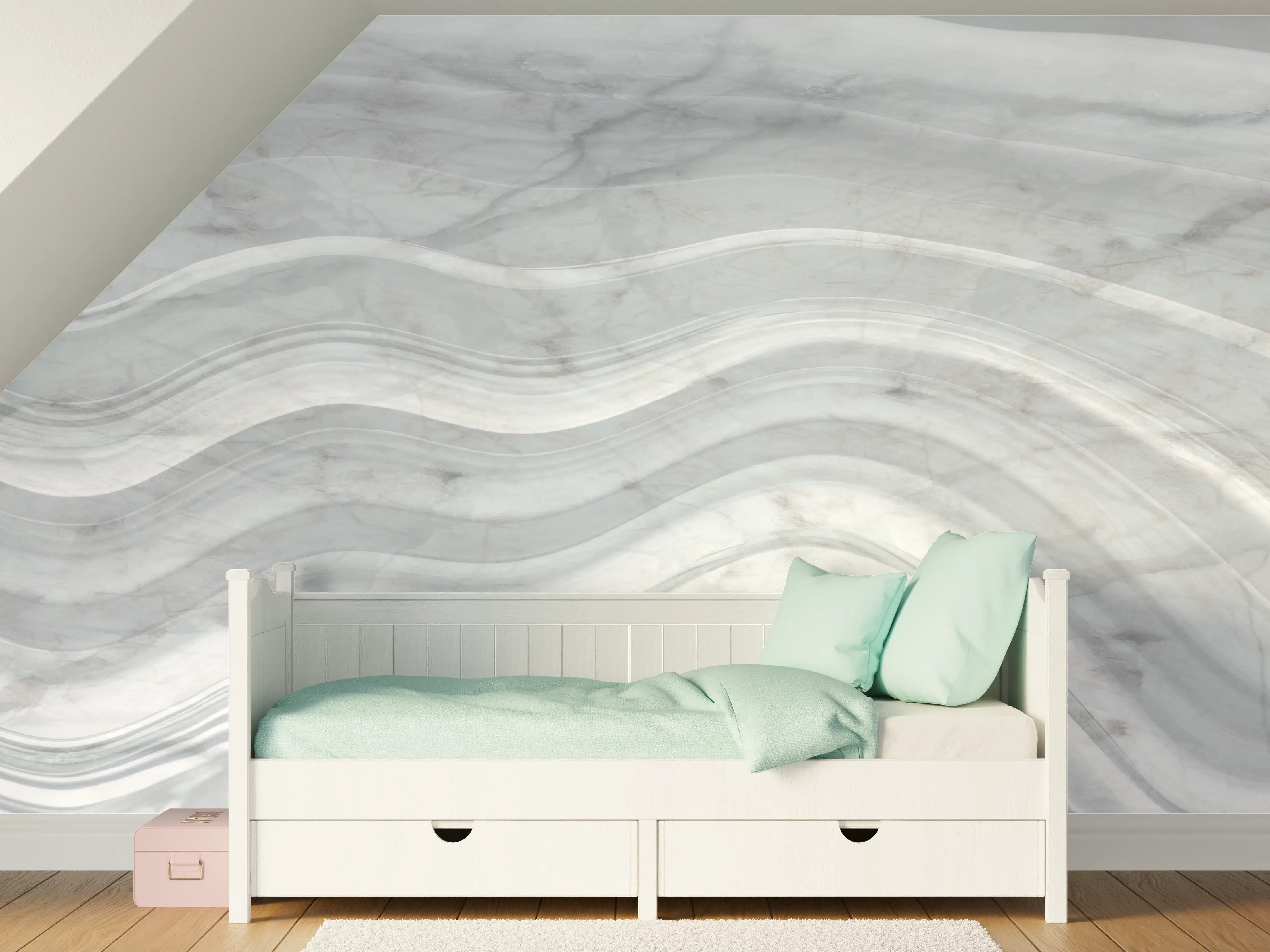 Kinderzimmer Wandgestaltung - Graue wellenförmige Marmor Textur
