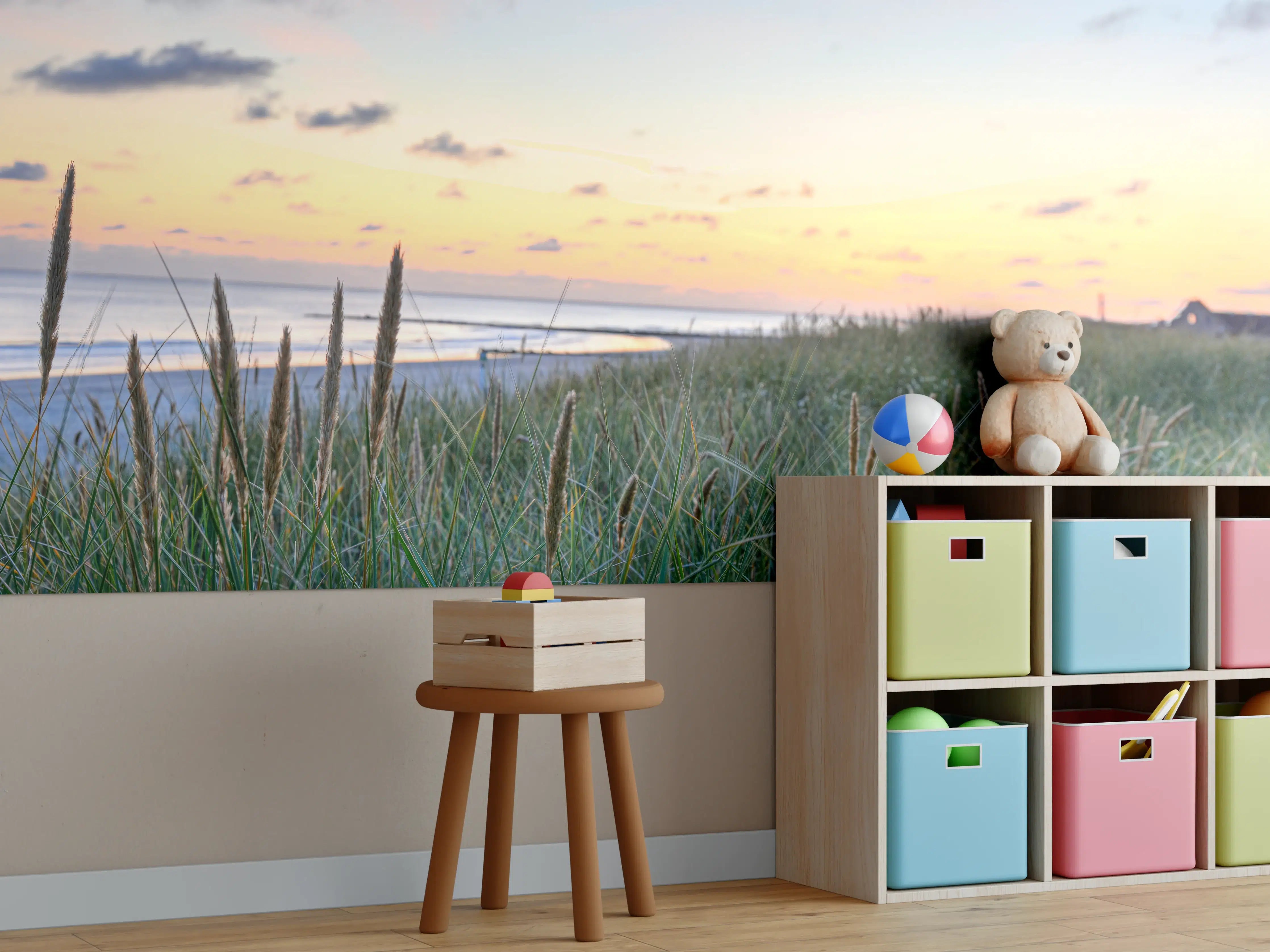 Kinderzimmer Wandgestaltung - Grauer Abend am Meeresrand