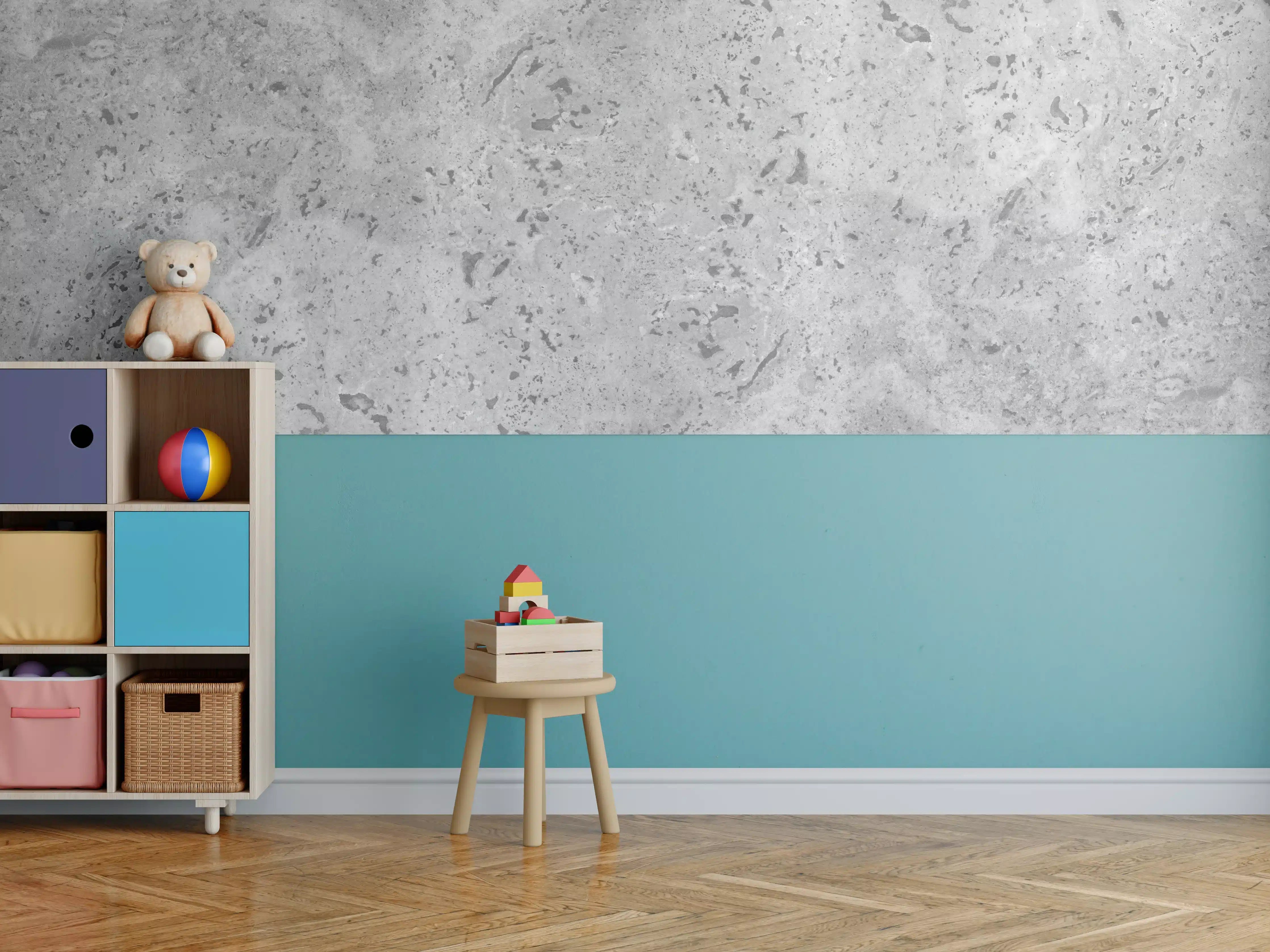 Kinderzimmer Wandgestaltung - Grauer Beton