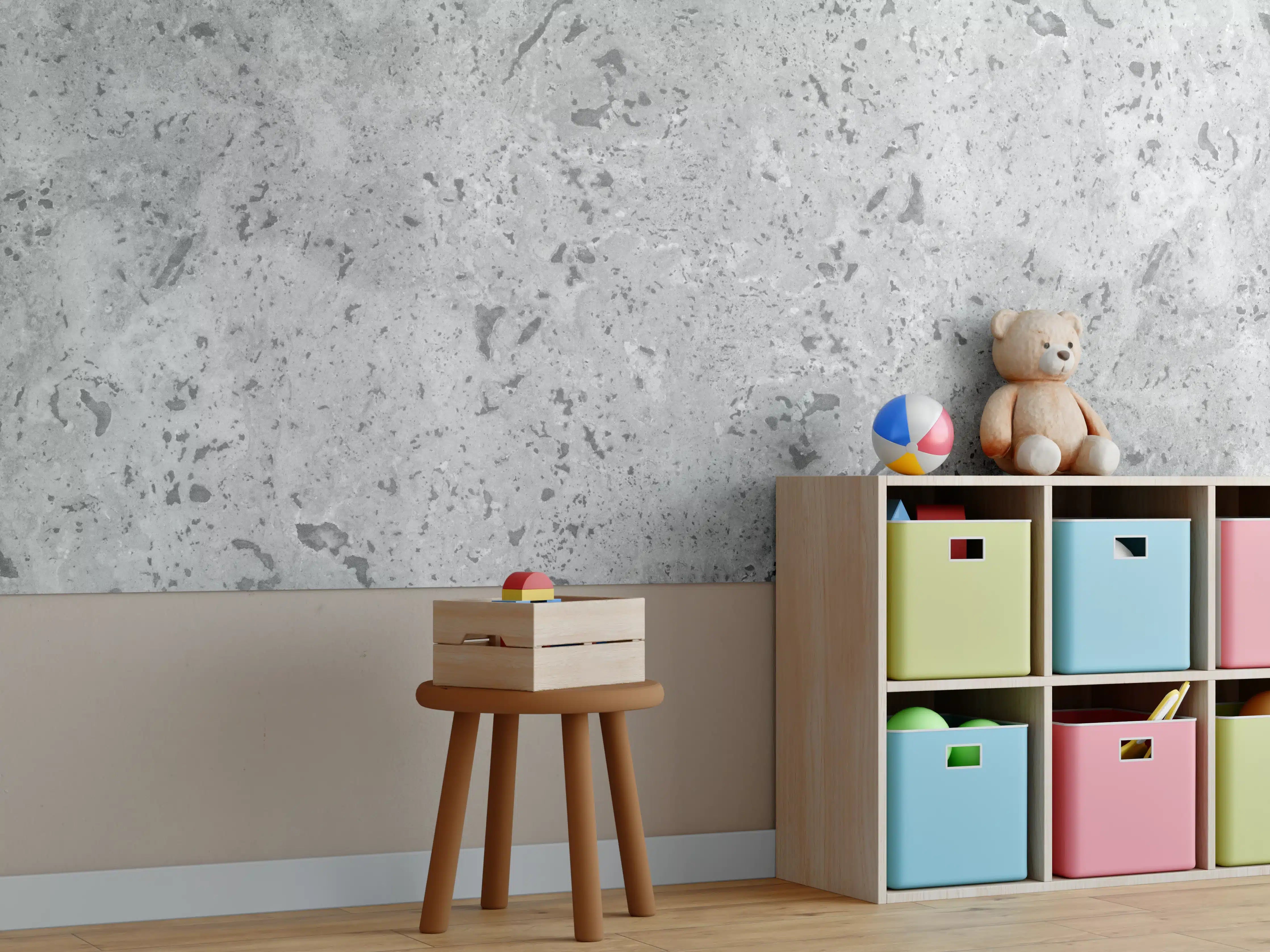 Kinderzimmer Wandgestaltung - Grauer Beton