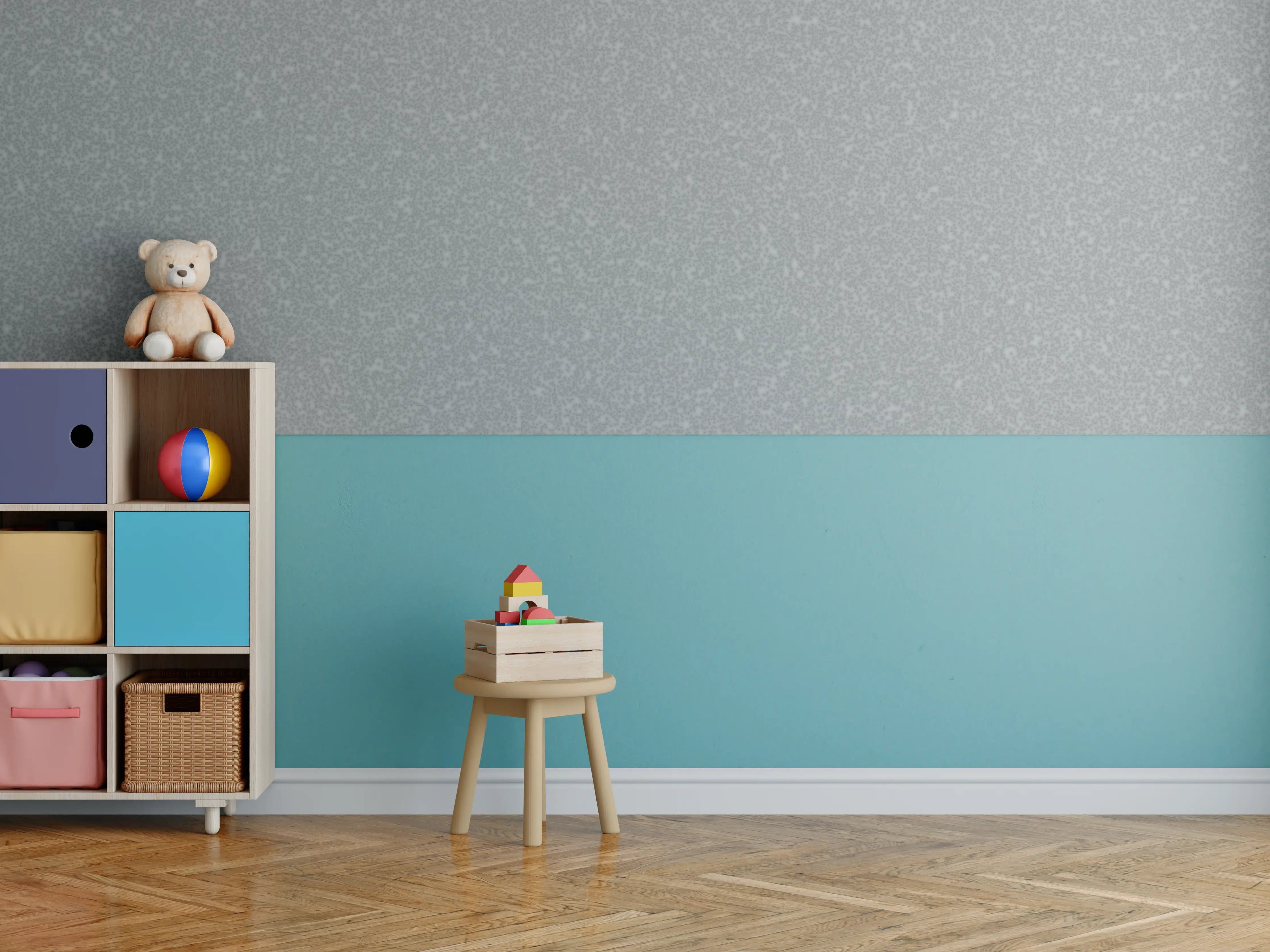 Kinderzimmer Wandgestaltung - Grauer Glitzer-Effekt mit feinen Details