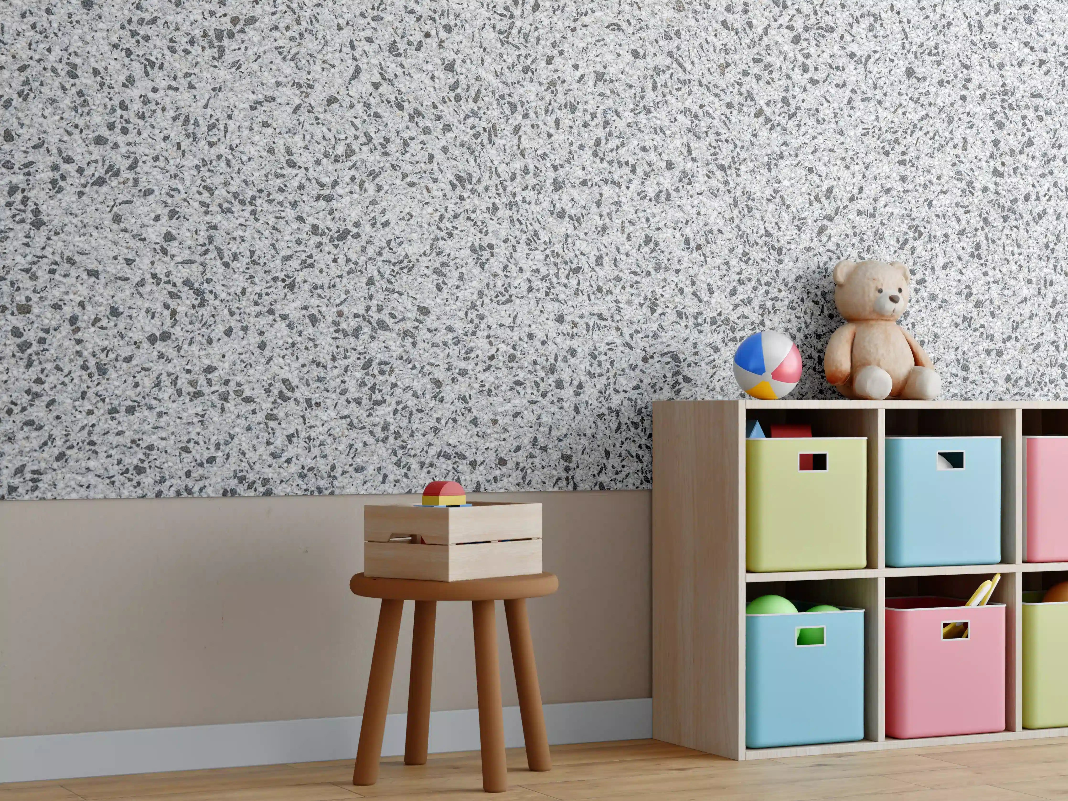 Kinderzimmer Wandgestaltung - Grauer Granit mit feiner Textur