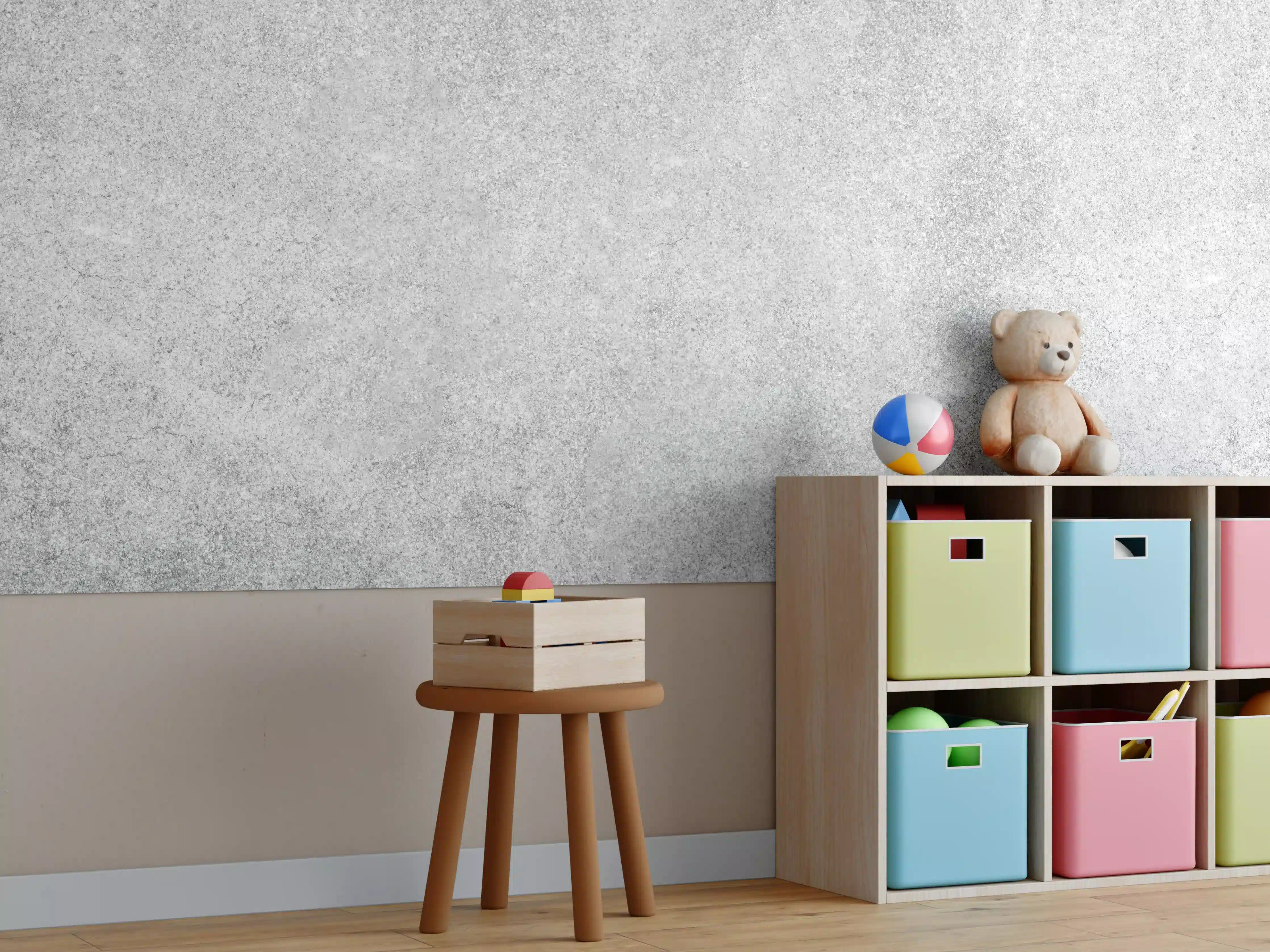 Kinderzimmer Wandgestaltung - Grauer Kalkstein