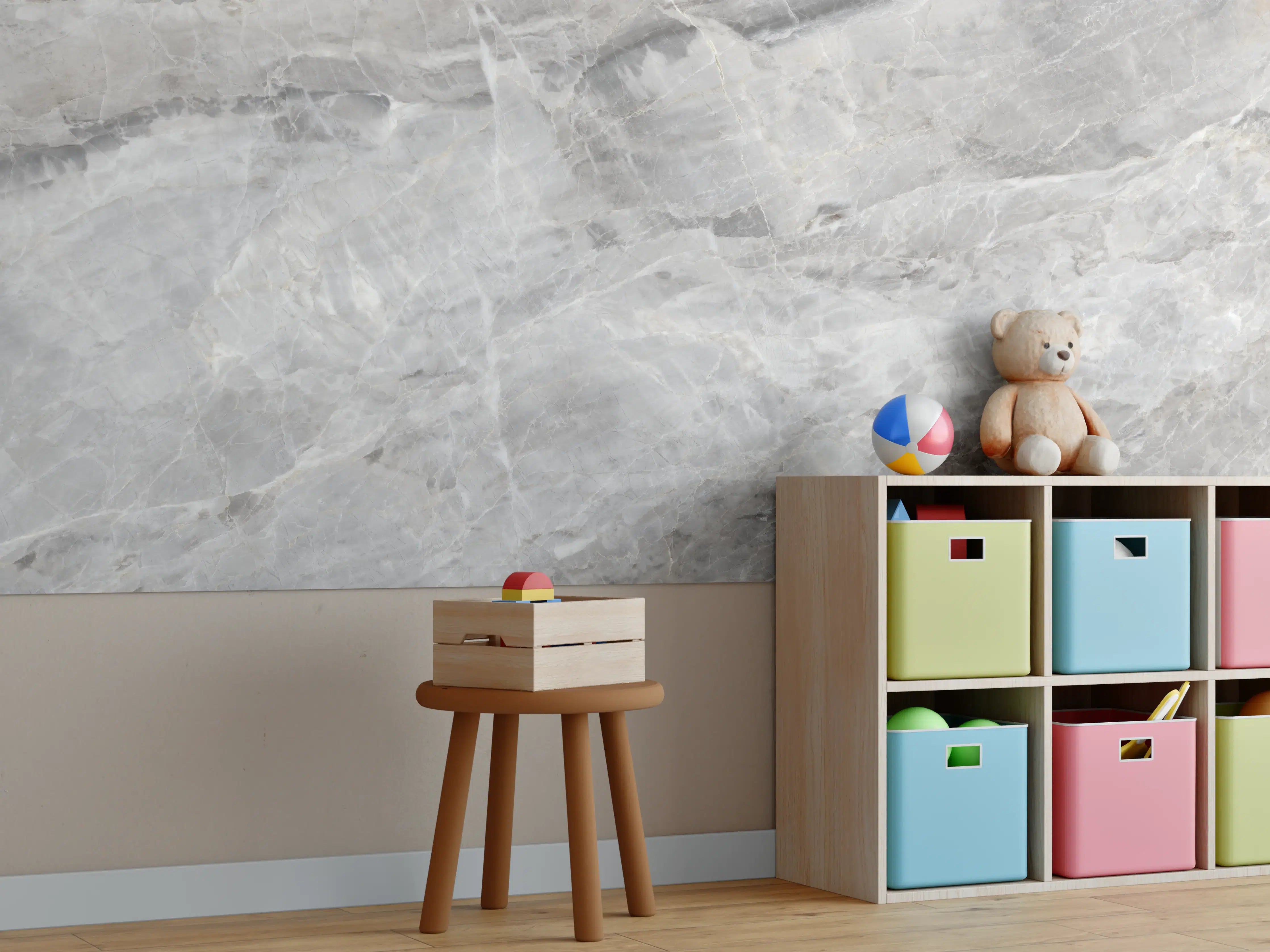 Kinderzimmer Wandgestaltung - Grauer Marmor - Granit