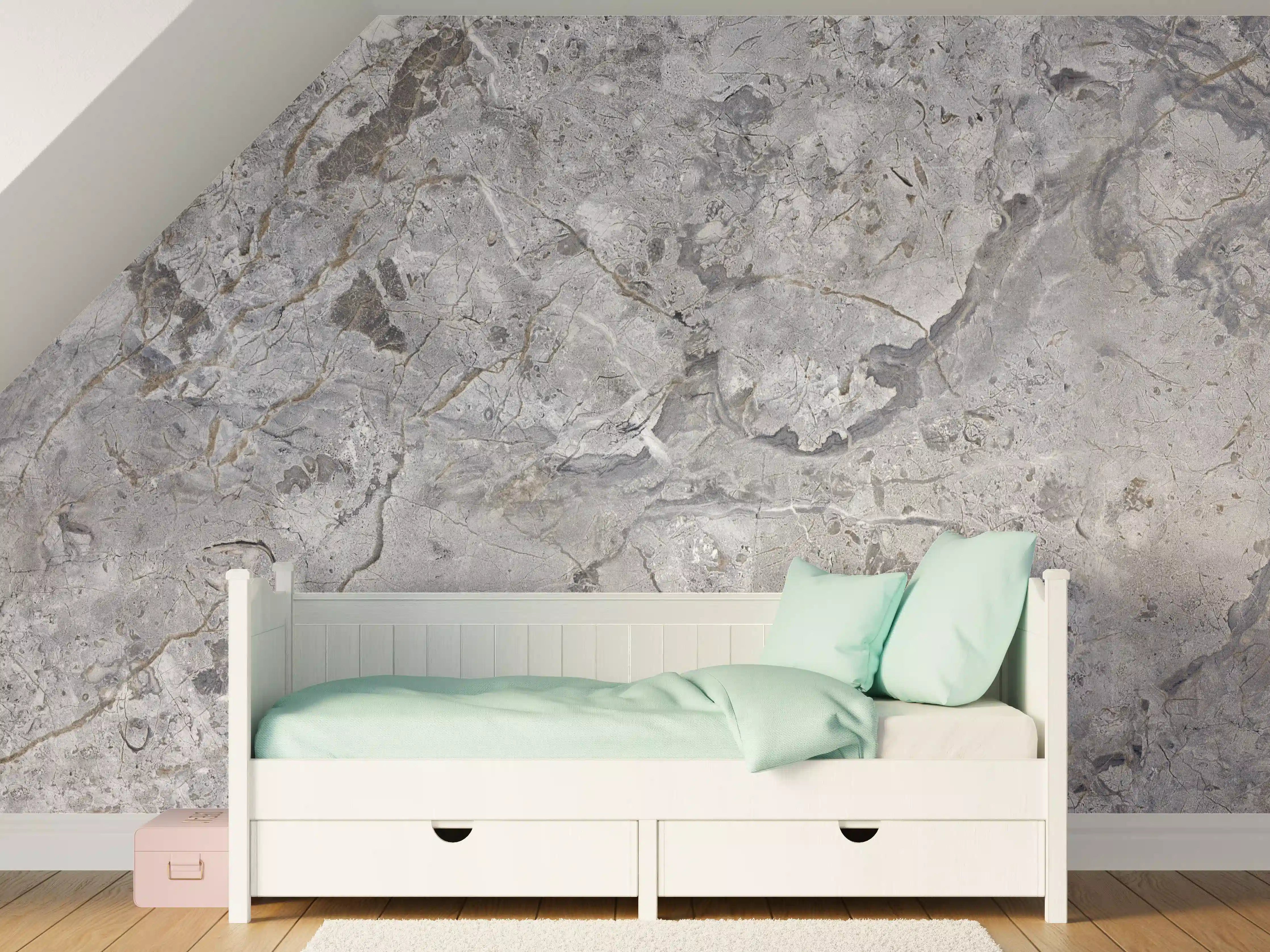 Kinderzimmer Wandgestaltung - Grauer Marmor