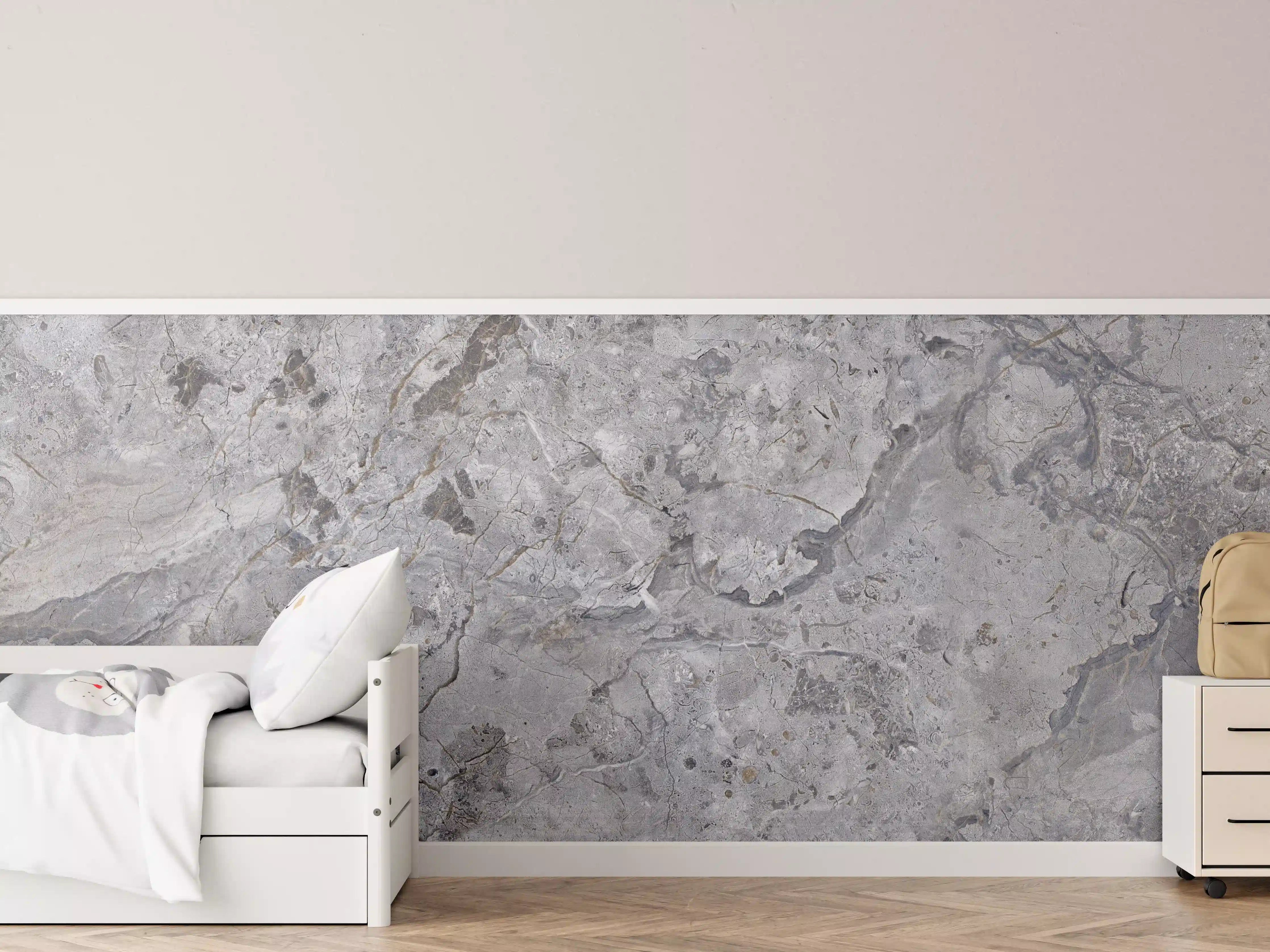 Kinderzimmer Wandgestaltung - Grauer Marmor