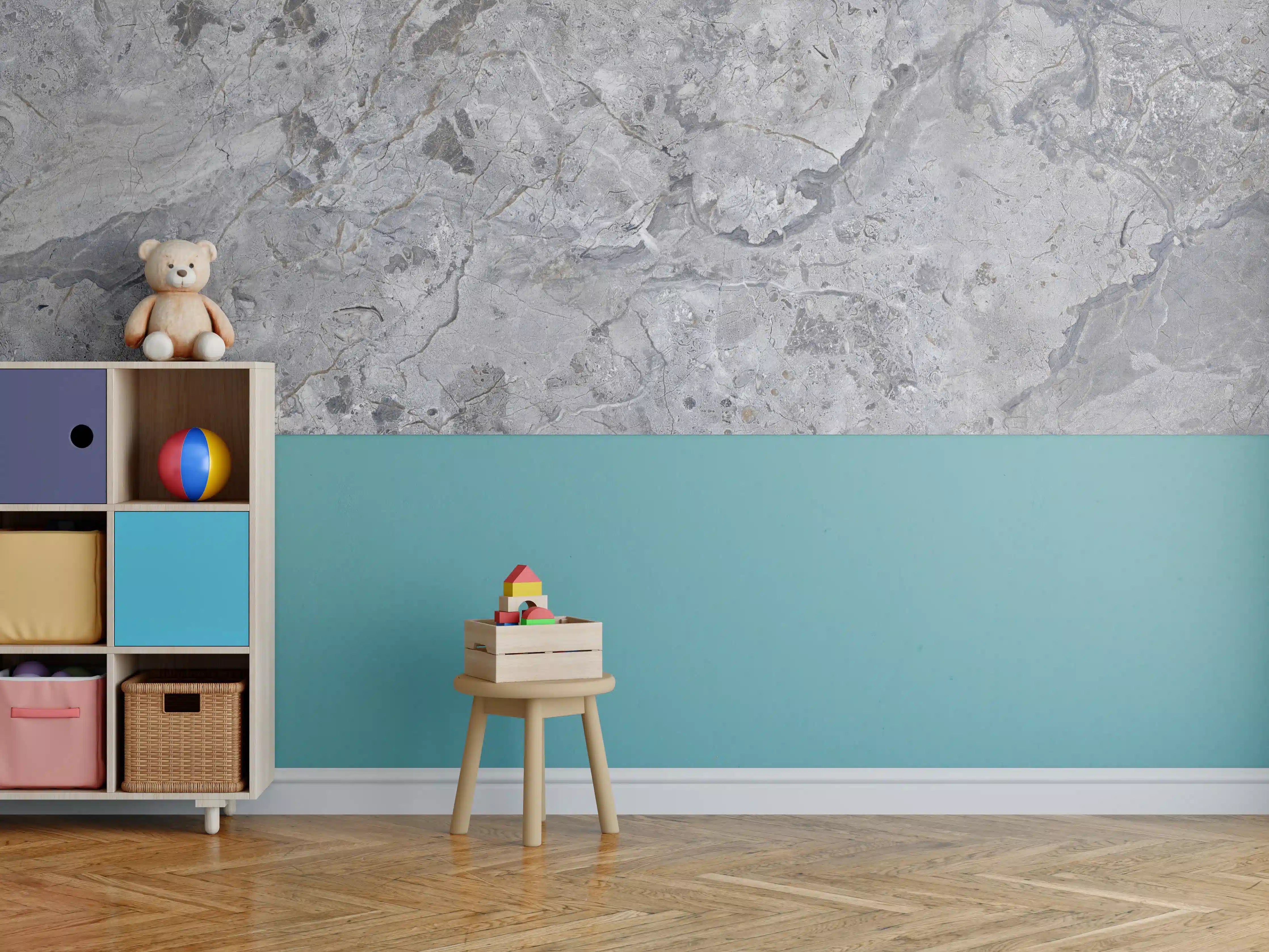 Kinderzimmer Wandgestaltung - Grauer Marmor