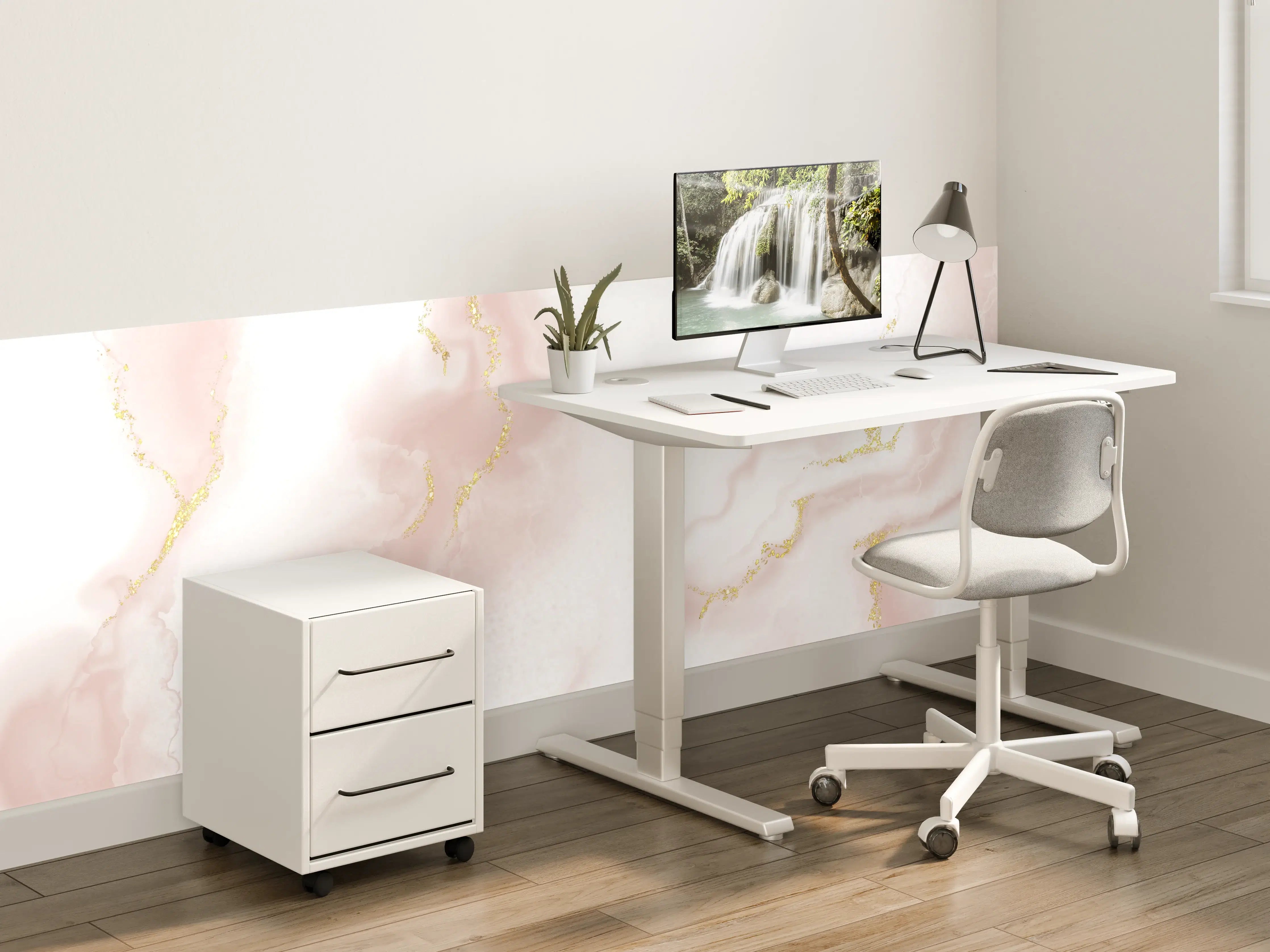 Kinderzimmer Wandgestaltung - Grauer Marmor mit goldenen Highlights