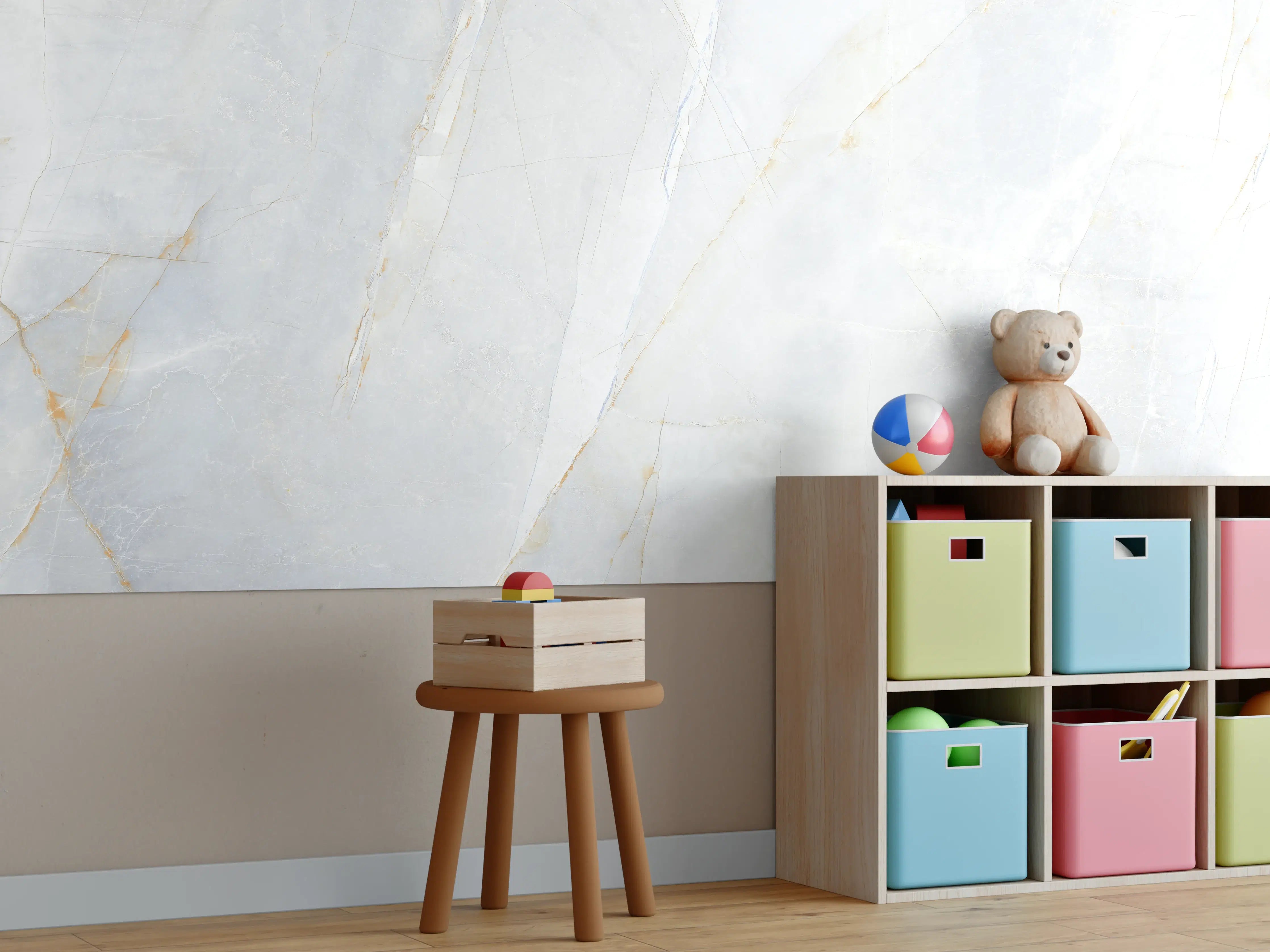 Kinderzimmer Wandgestaltung - Grauer Marmor mit zarter Struktur