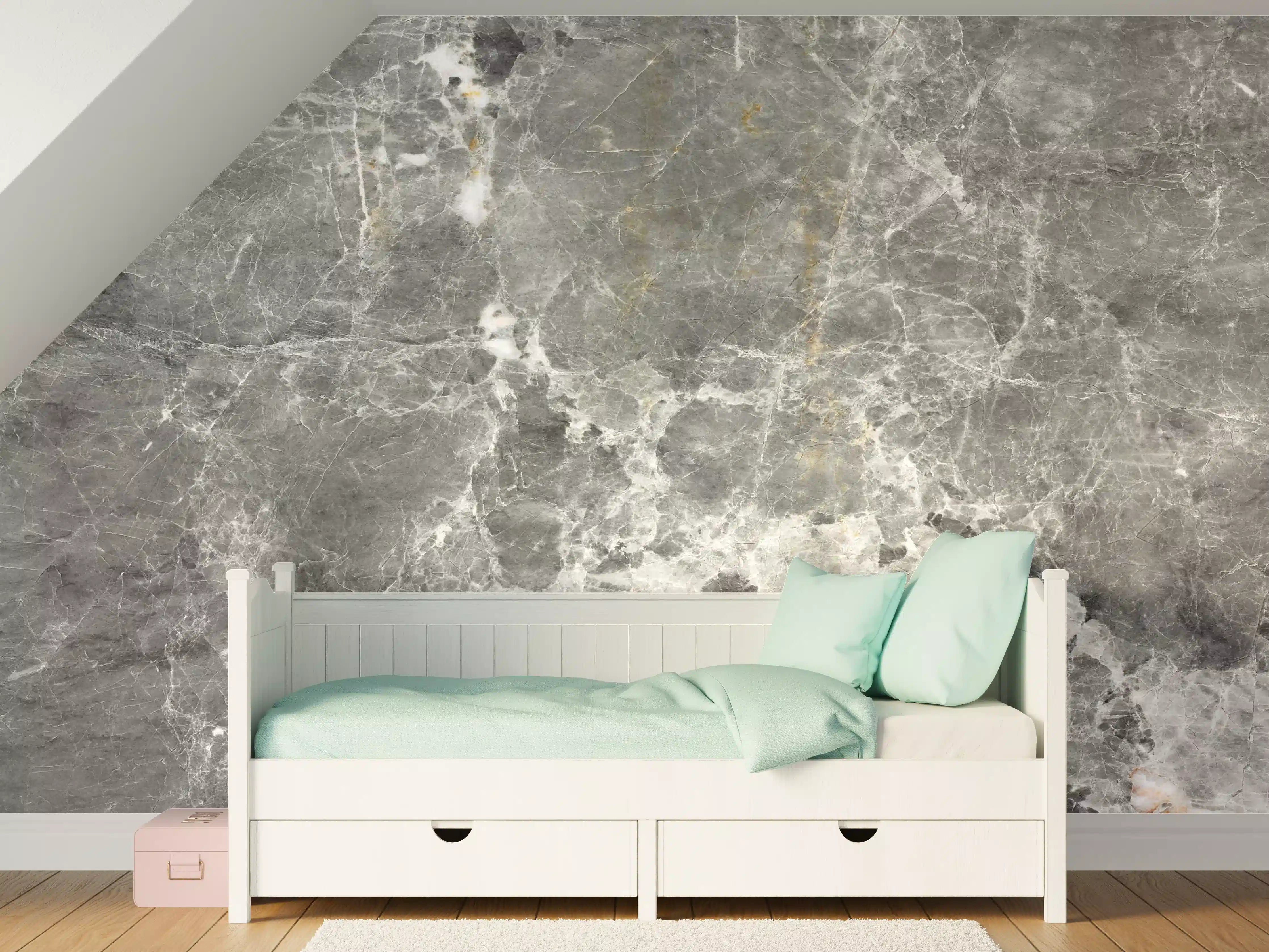 Kinderzimmer Wandgestaltung - Grauer Naturstein mit weißer Maserung