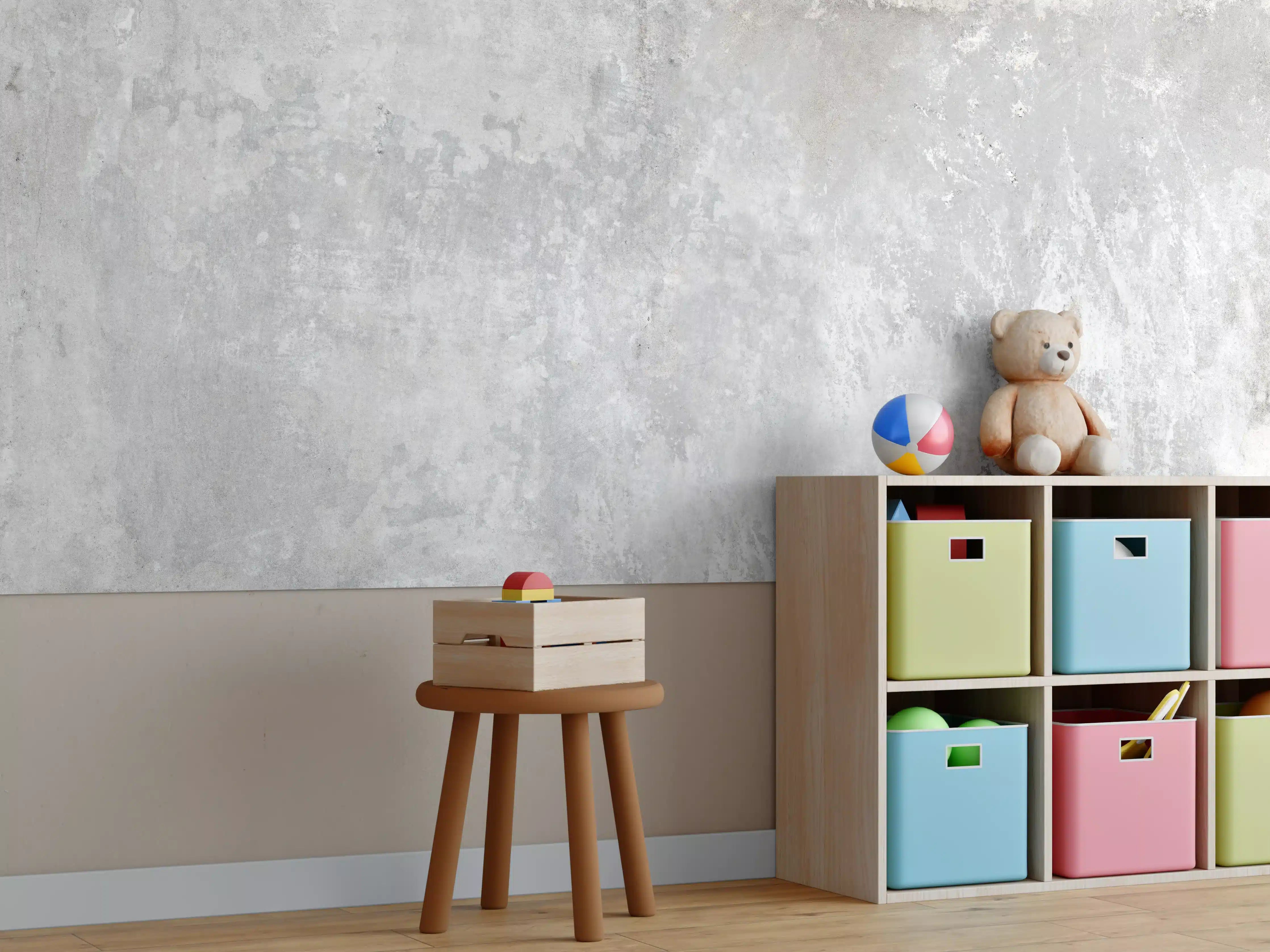 Kinderzimmer Wandgestaltung - Grauer Zement-Hintergrund