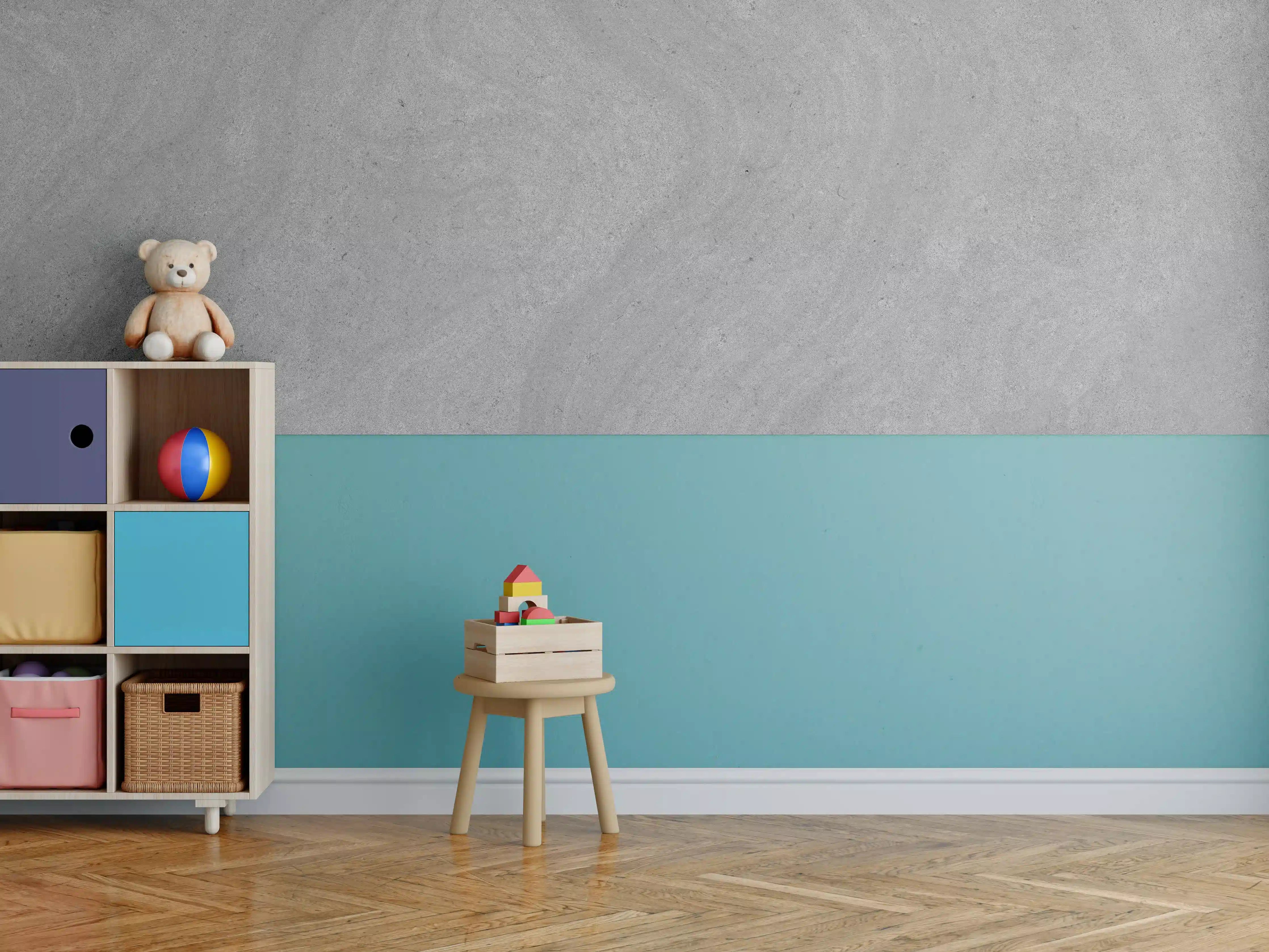 Kinderzimmer Wandgestaltung - Grauer krauser Marmor