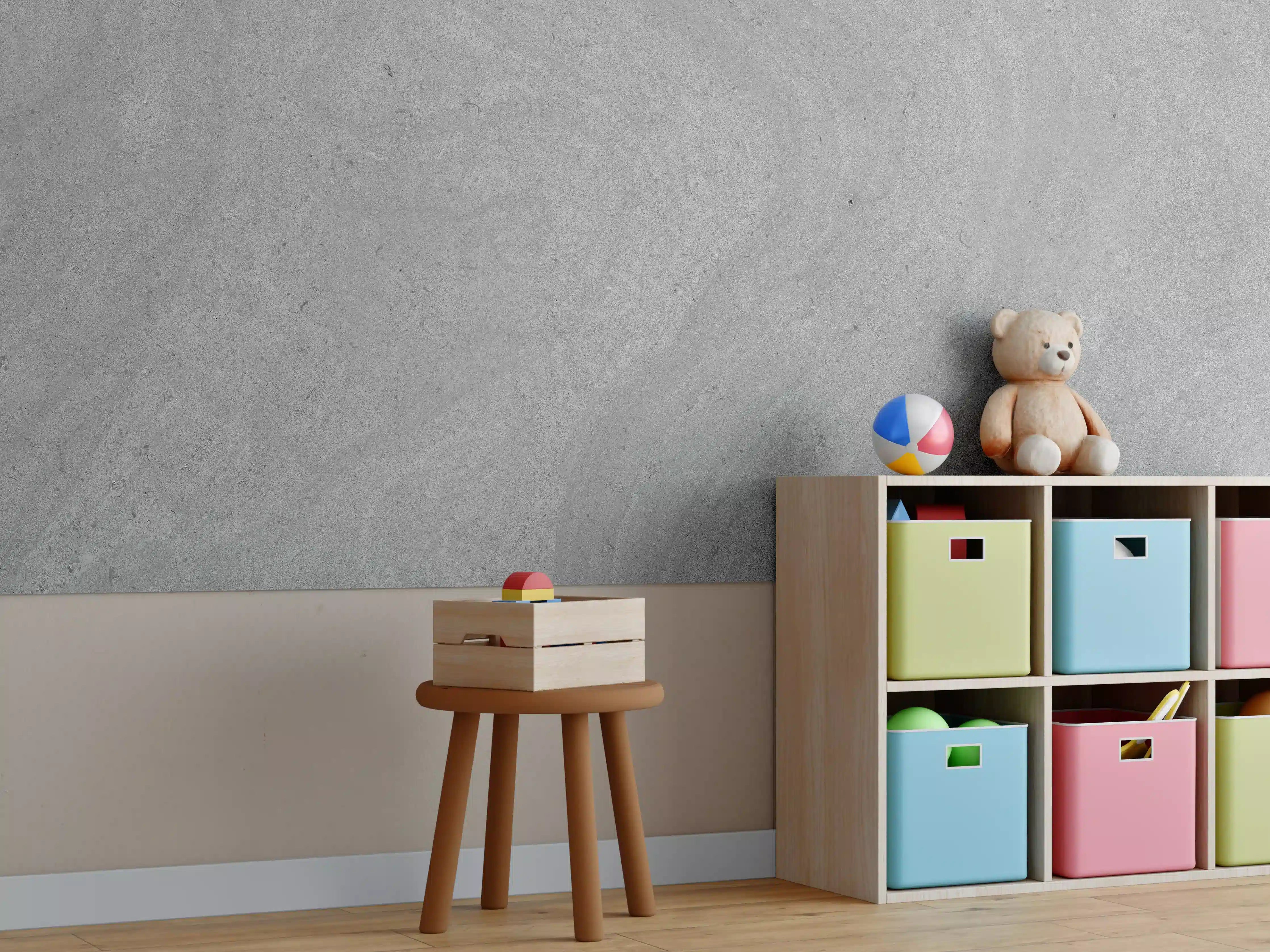 Kinderzimmer Wandgestaltung - Grauer krauser Marmor