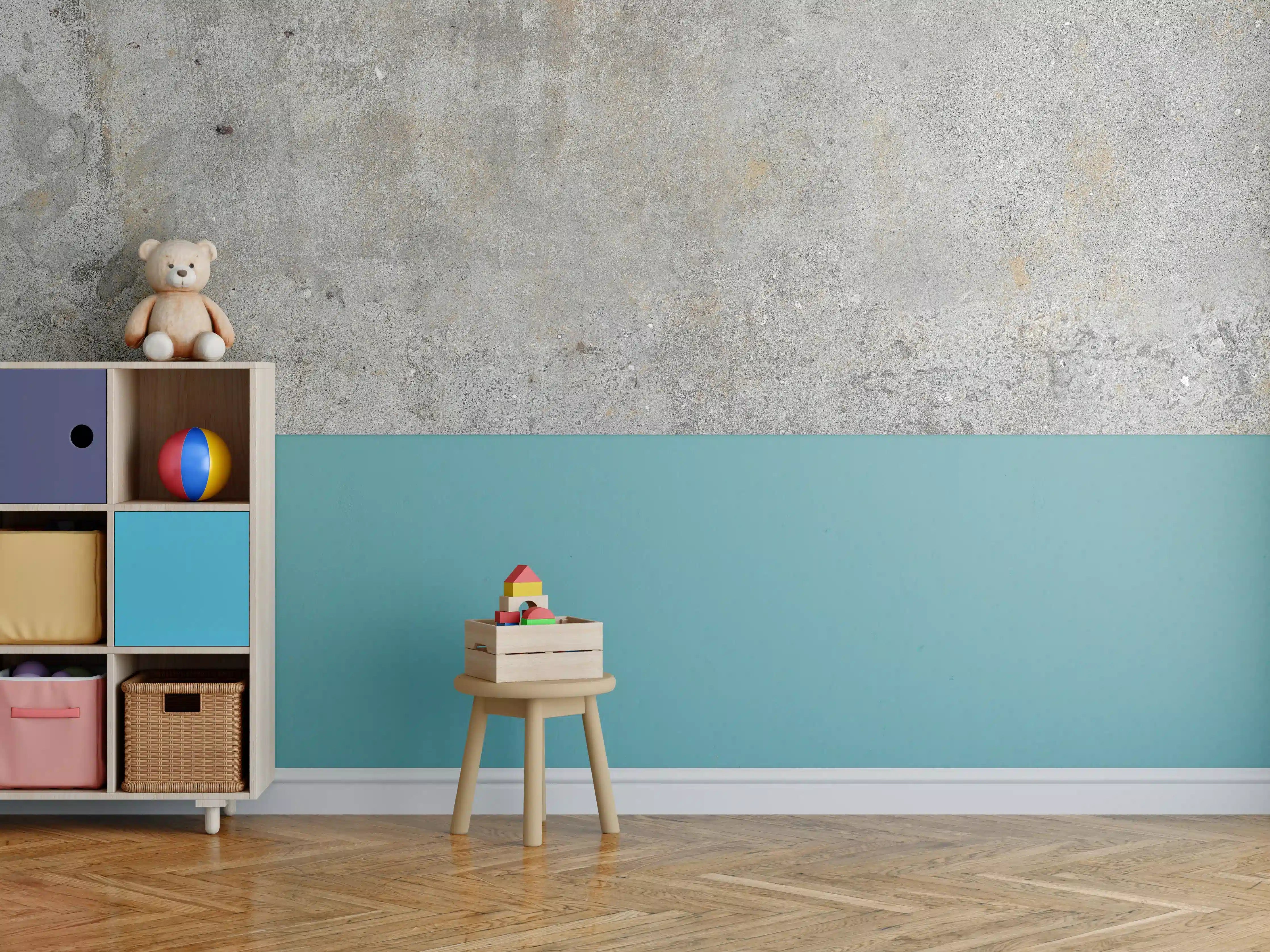 Kinderzimmer Wandgestaltung - Grauer rustikaler Beton