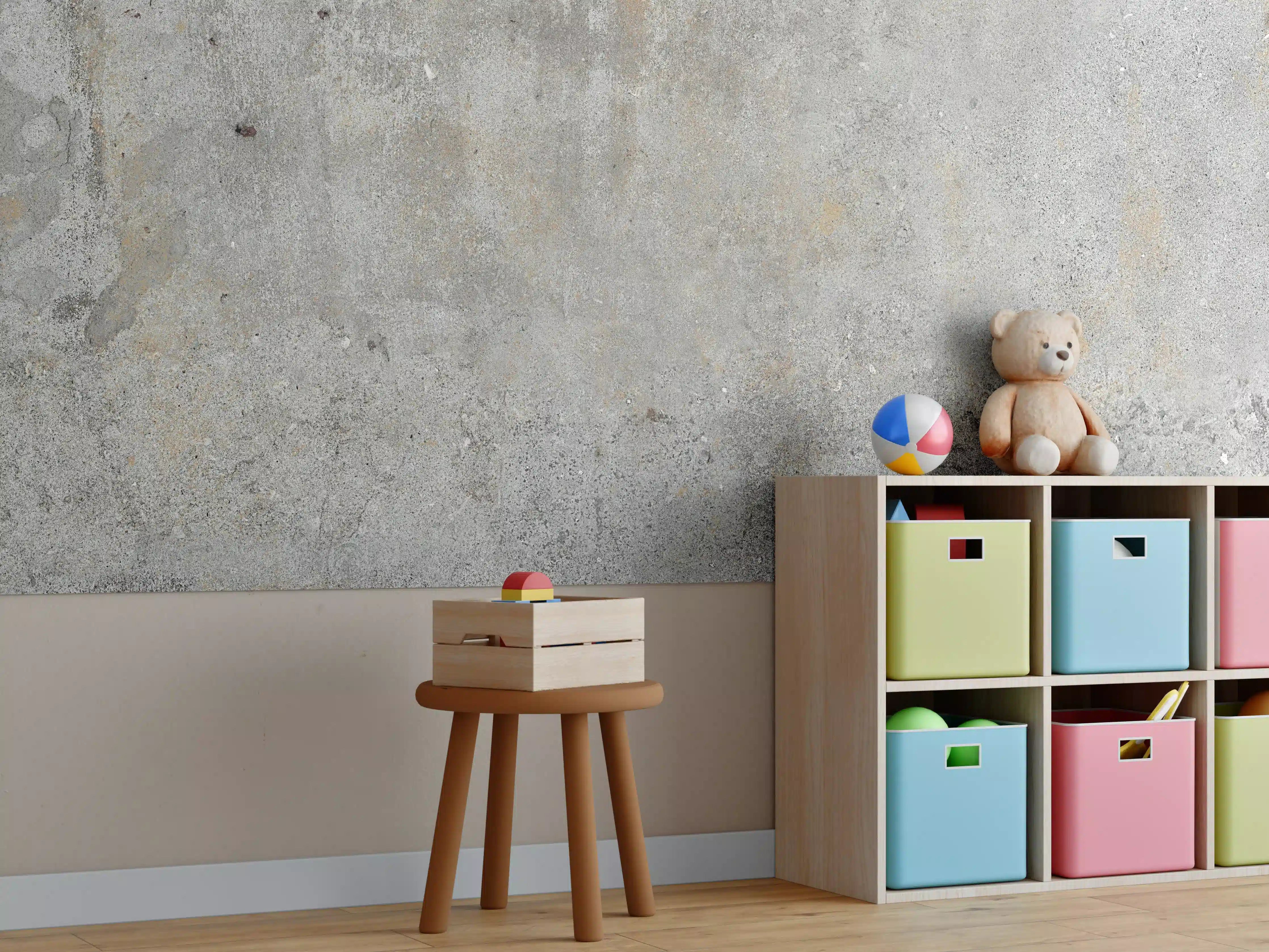 Kinderzimmer Wandgestaltung - Grauer rustikaler Beton