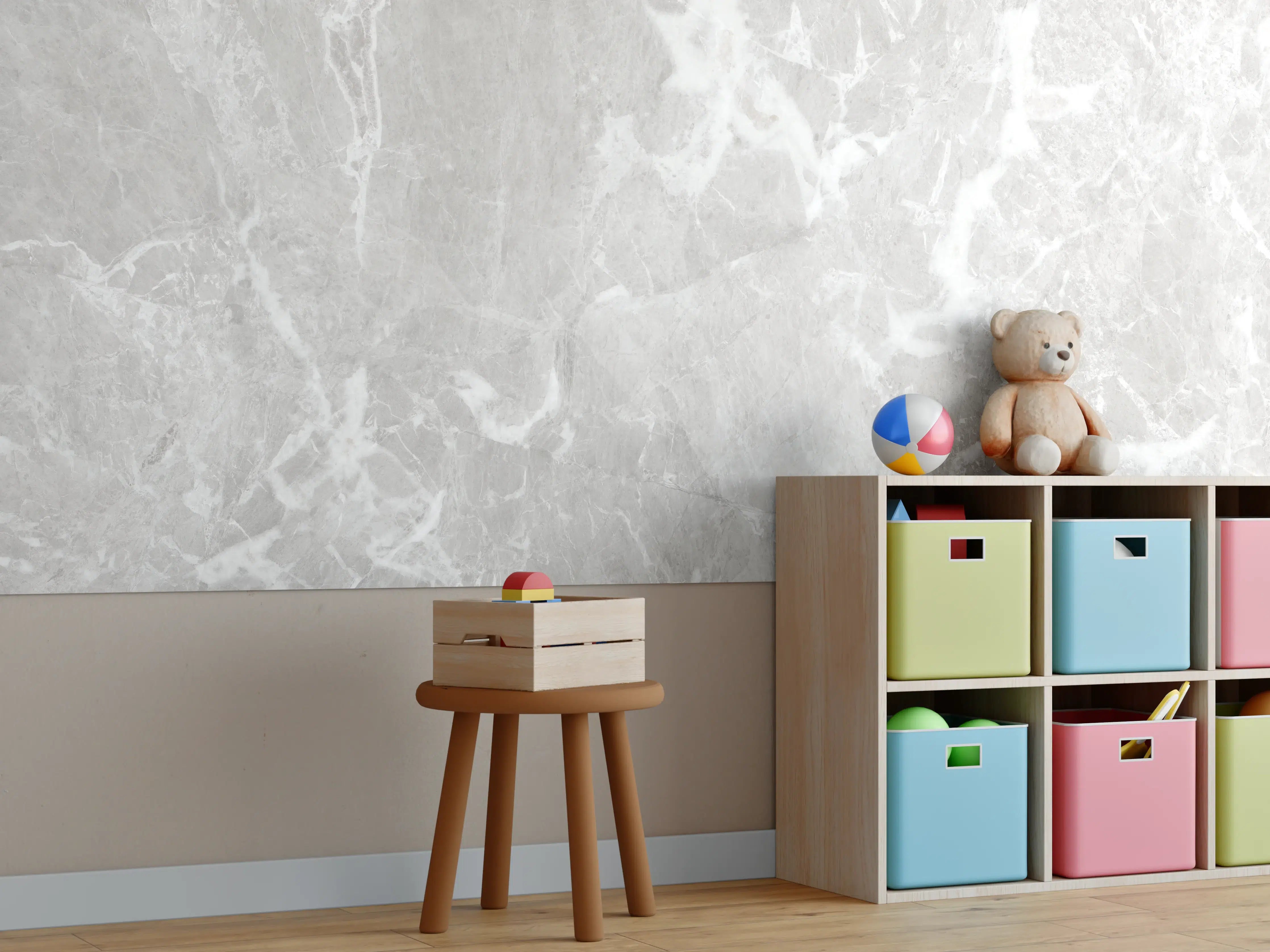 Kinderzimmer Wandgestaltung - Graues Fliesen Muster