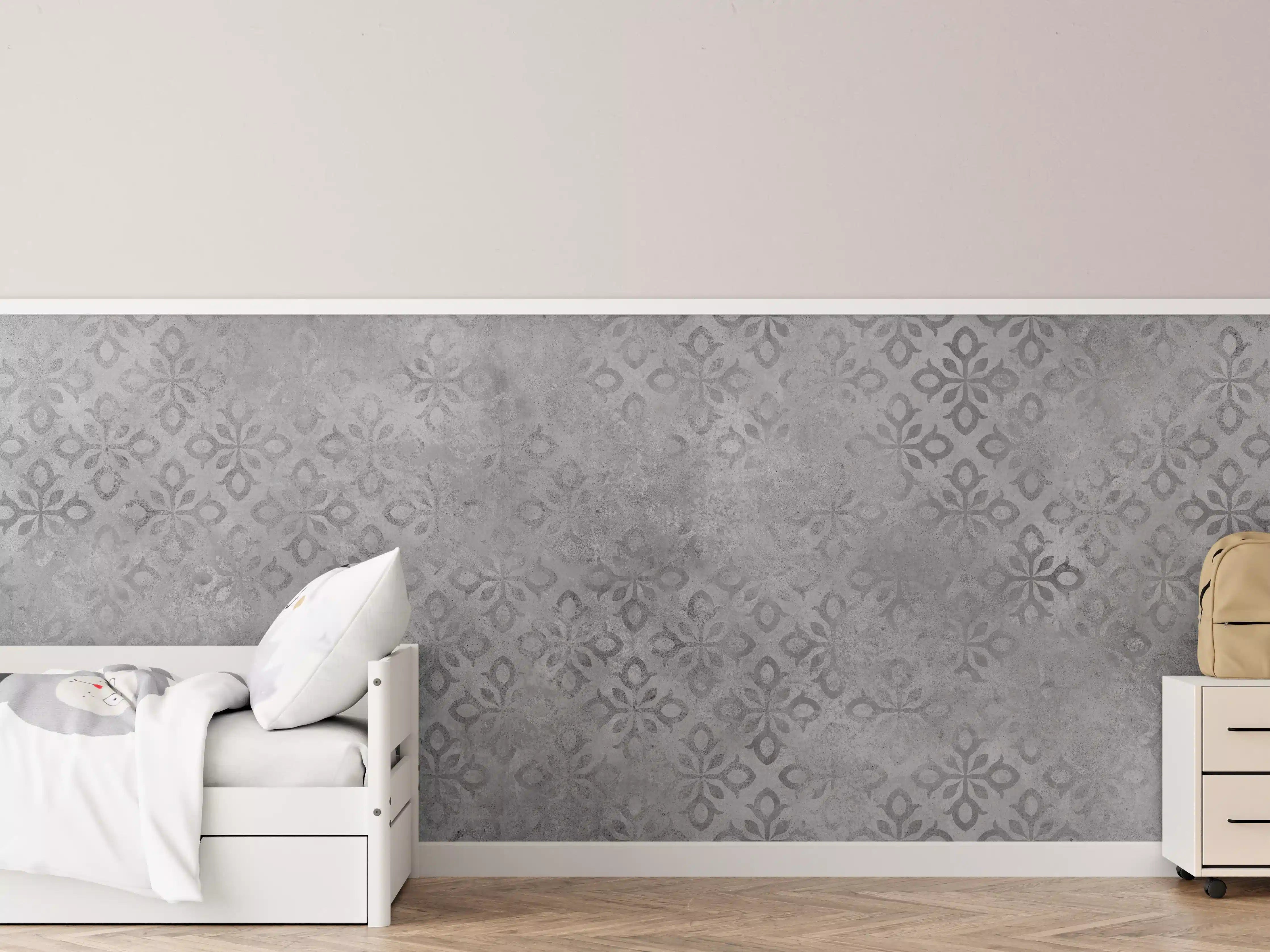 Kinderzimmer Wandgestaltung - Graues Ornament Muster 