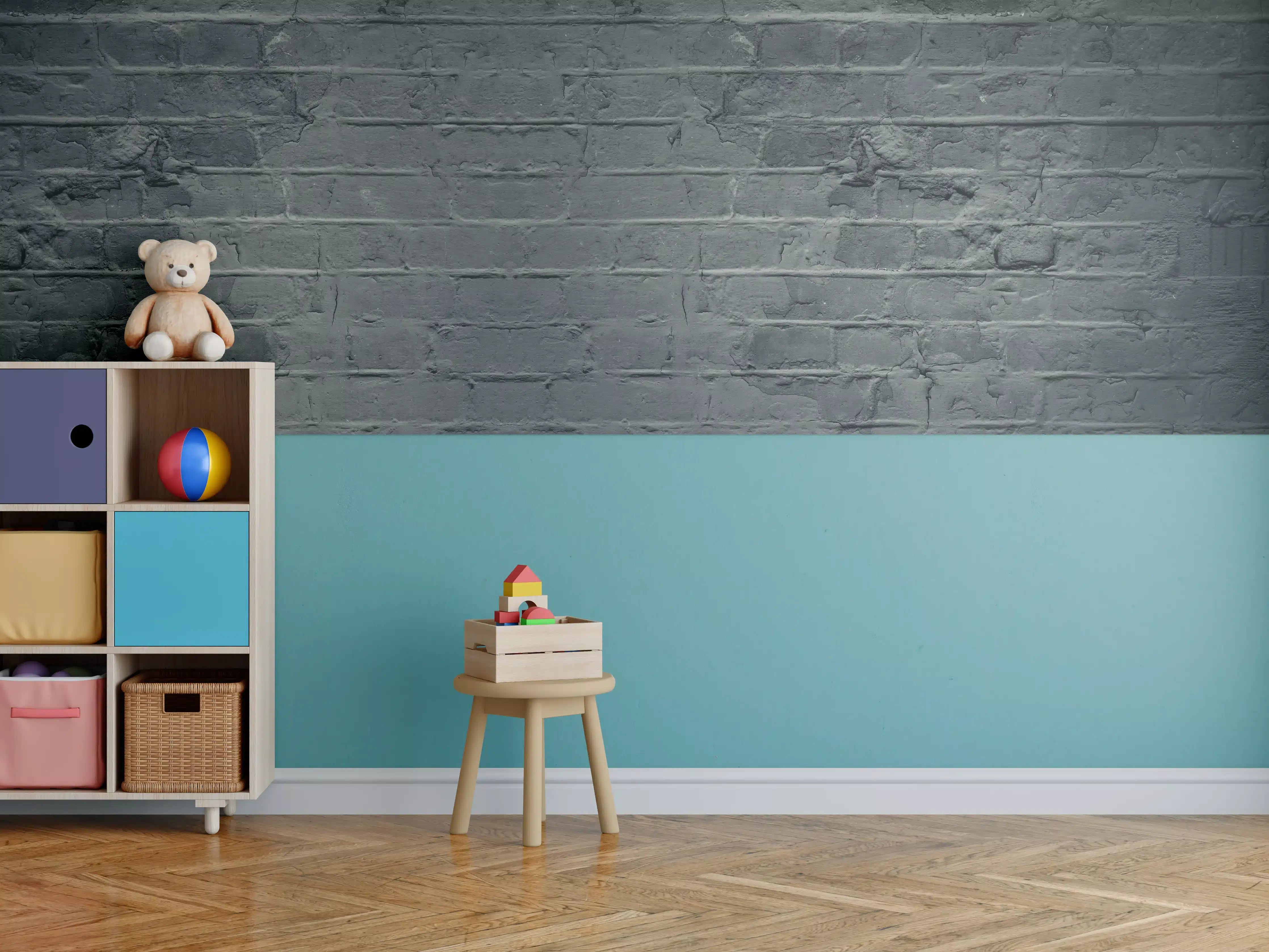 Kinderzimmer Wandgestaltung - Graues ausgefallenes Mauerwerk