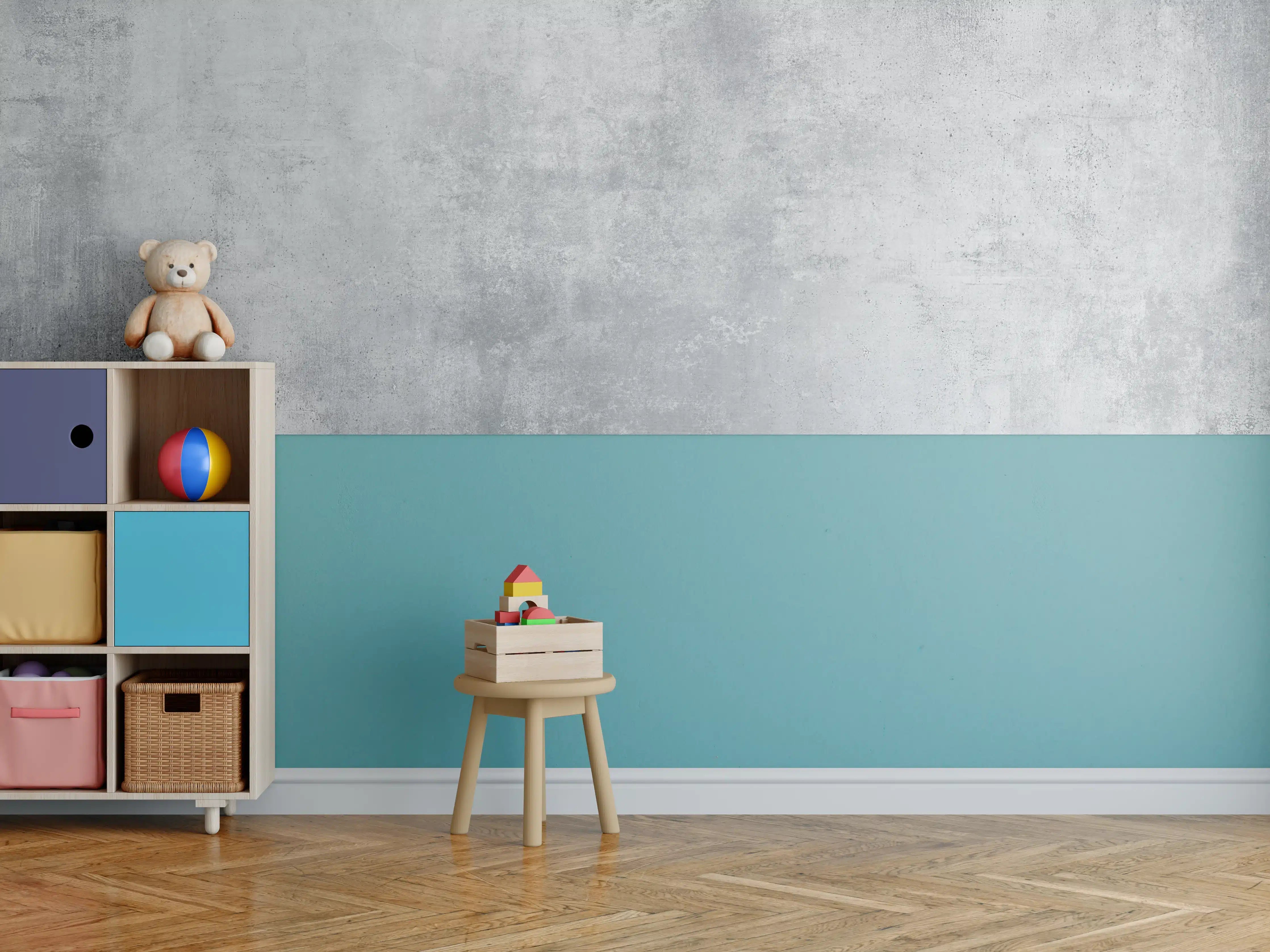 Kinderzimmer Wandgestaltung - Graurelieve in Weiß