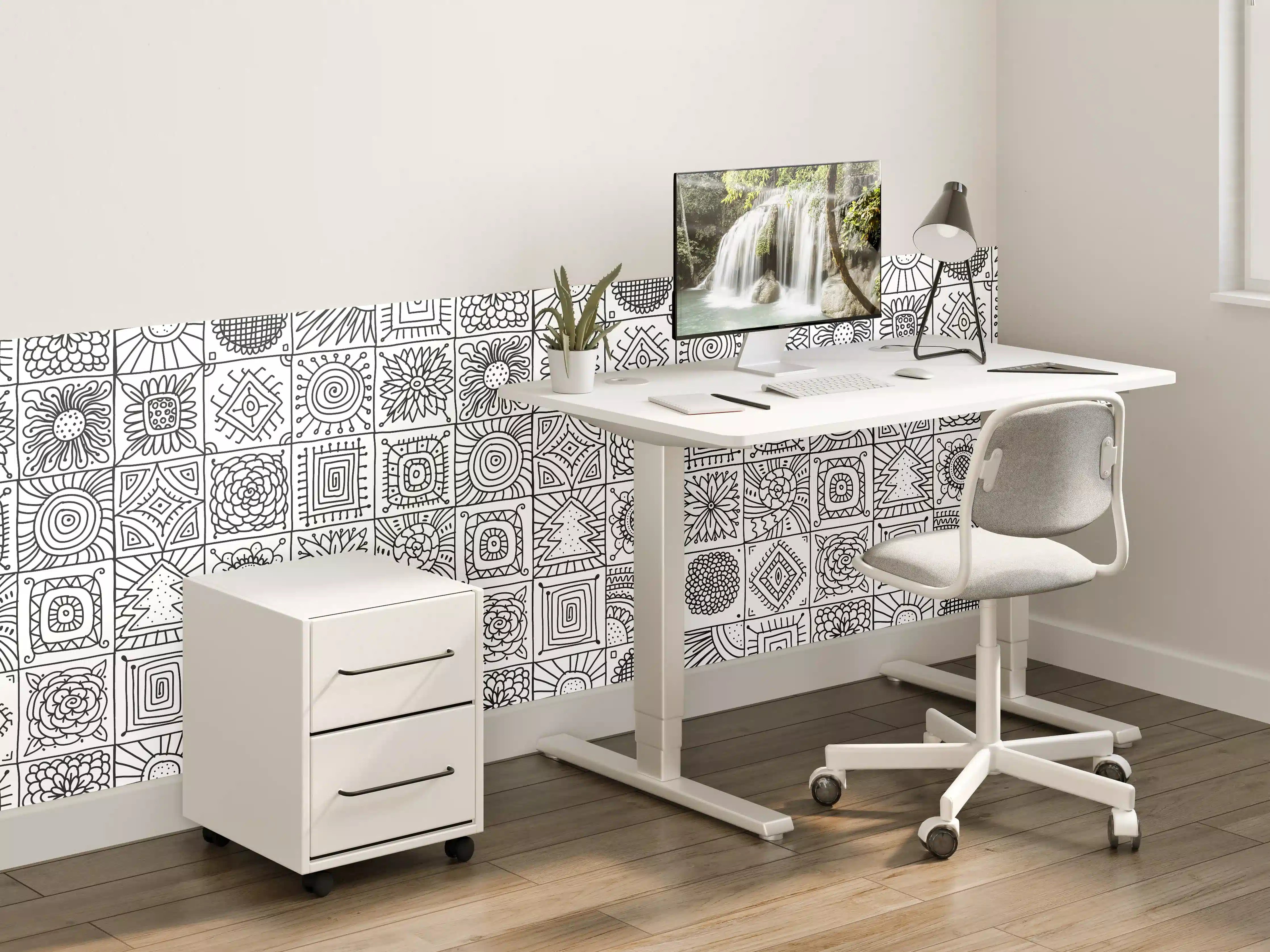 Kinderzimmer Wandgestaltung - Graustufen: Zeitgenössische Geometrie