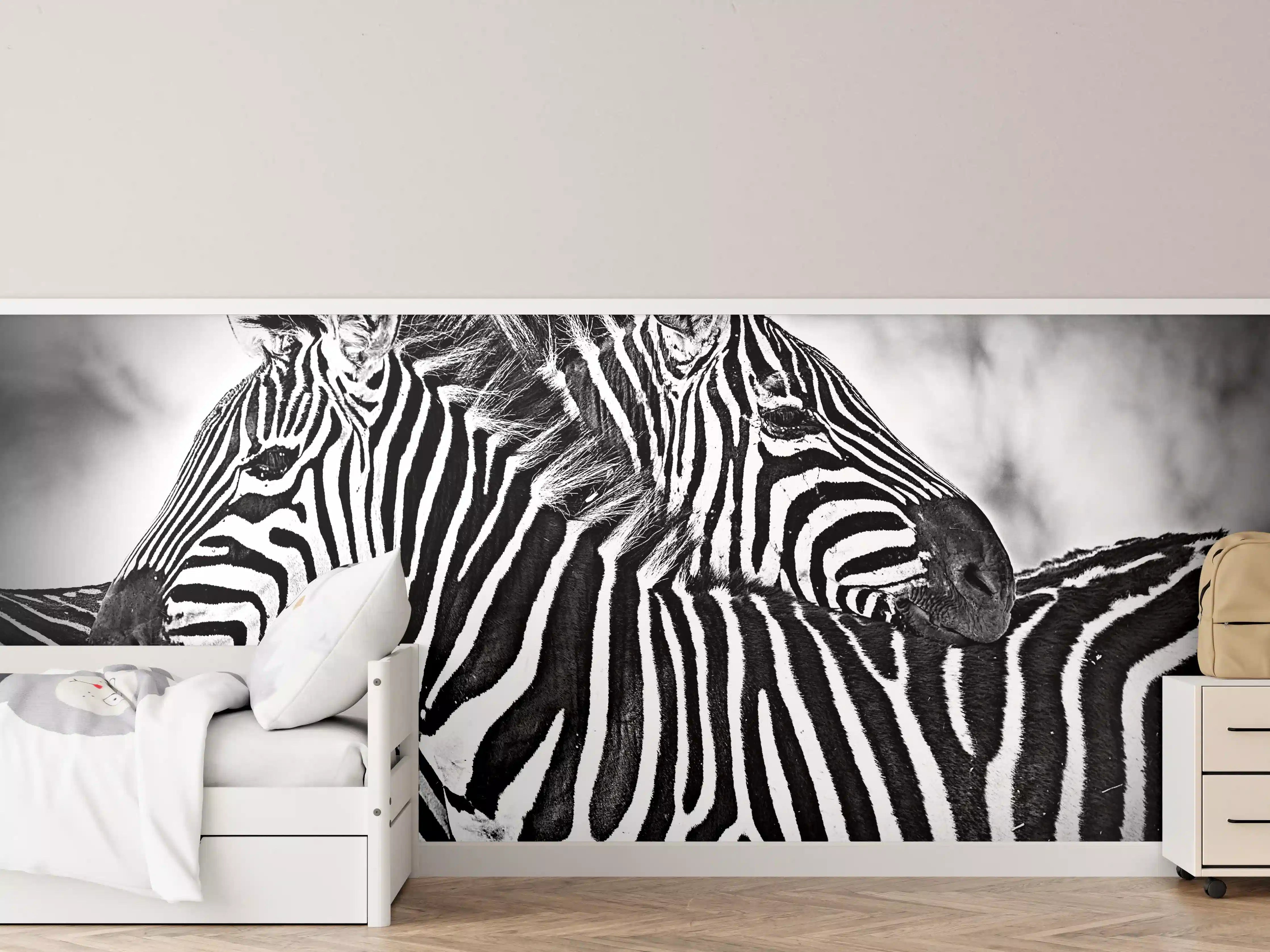 Kinderzimmer Wandgestaltung - Grauweiß Zebra-Ikonografie
