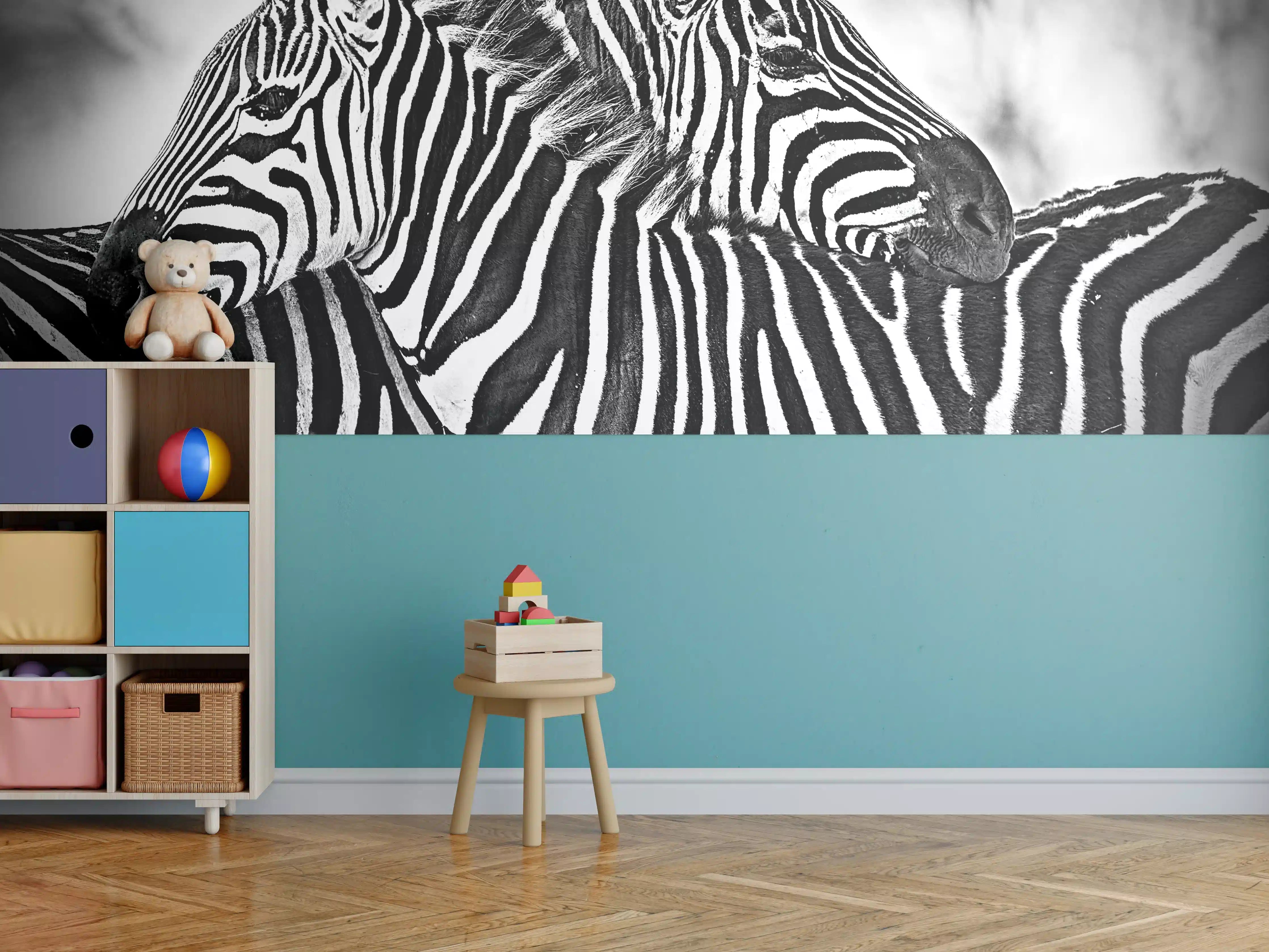 Kinderzimmer Wandgestaltung - Grauweiß Zebra-Ikonografie