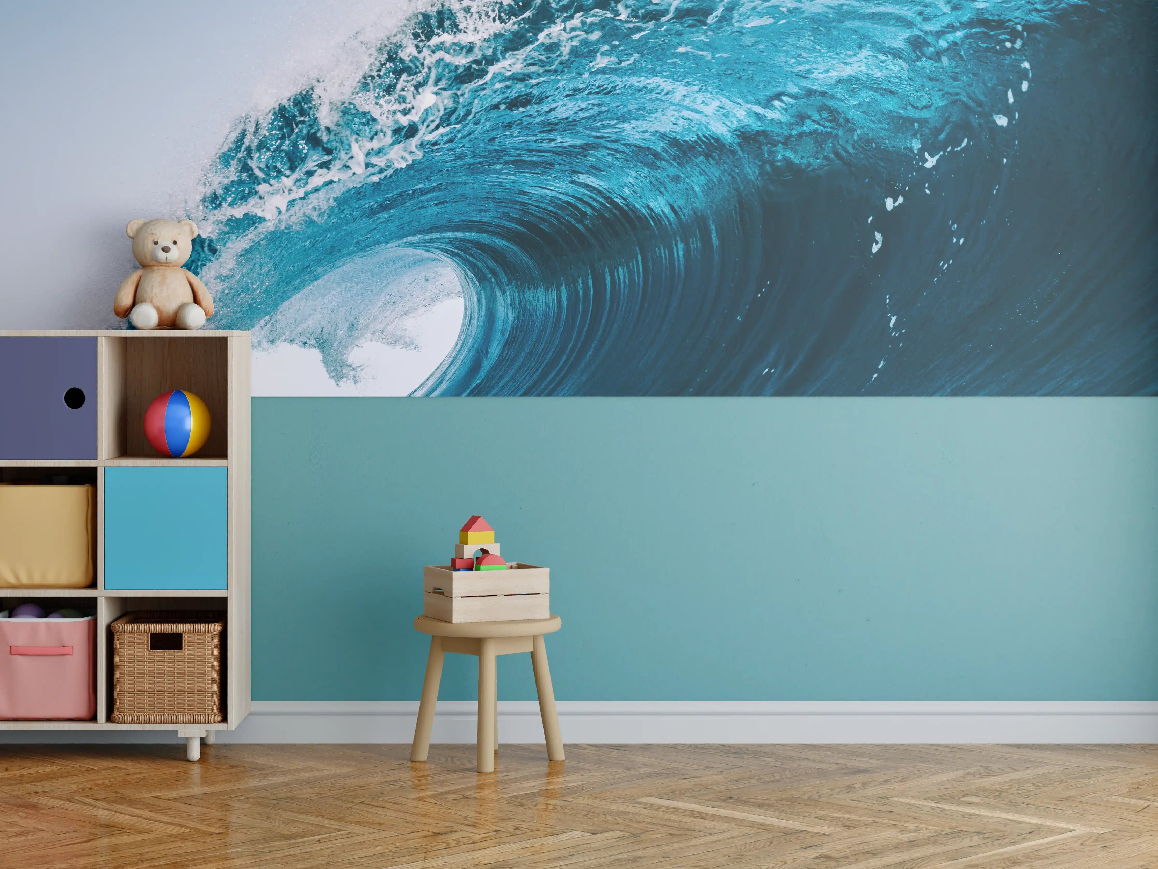 Kinderzimmer Wandgestaltung - Große klare Meereswelle