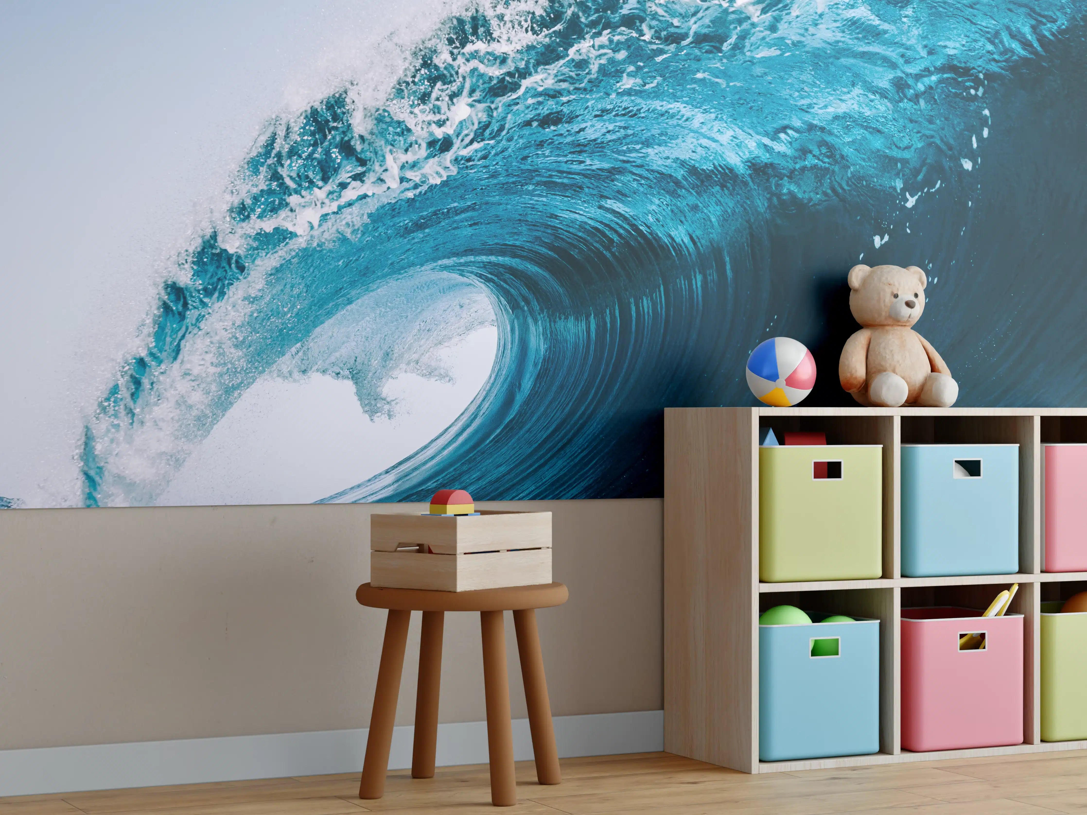 Kinderzimmer Wandgestaltung - Große klare Meereswelle