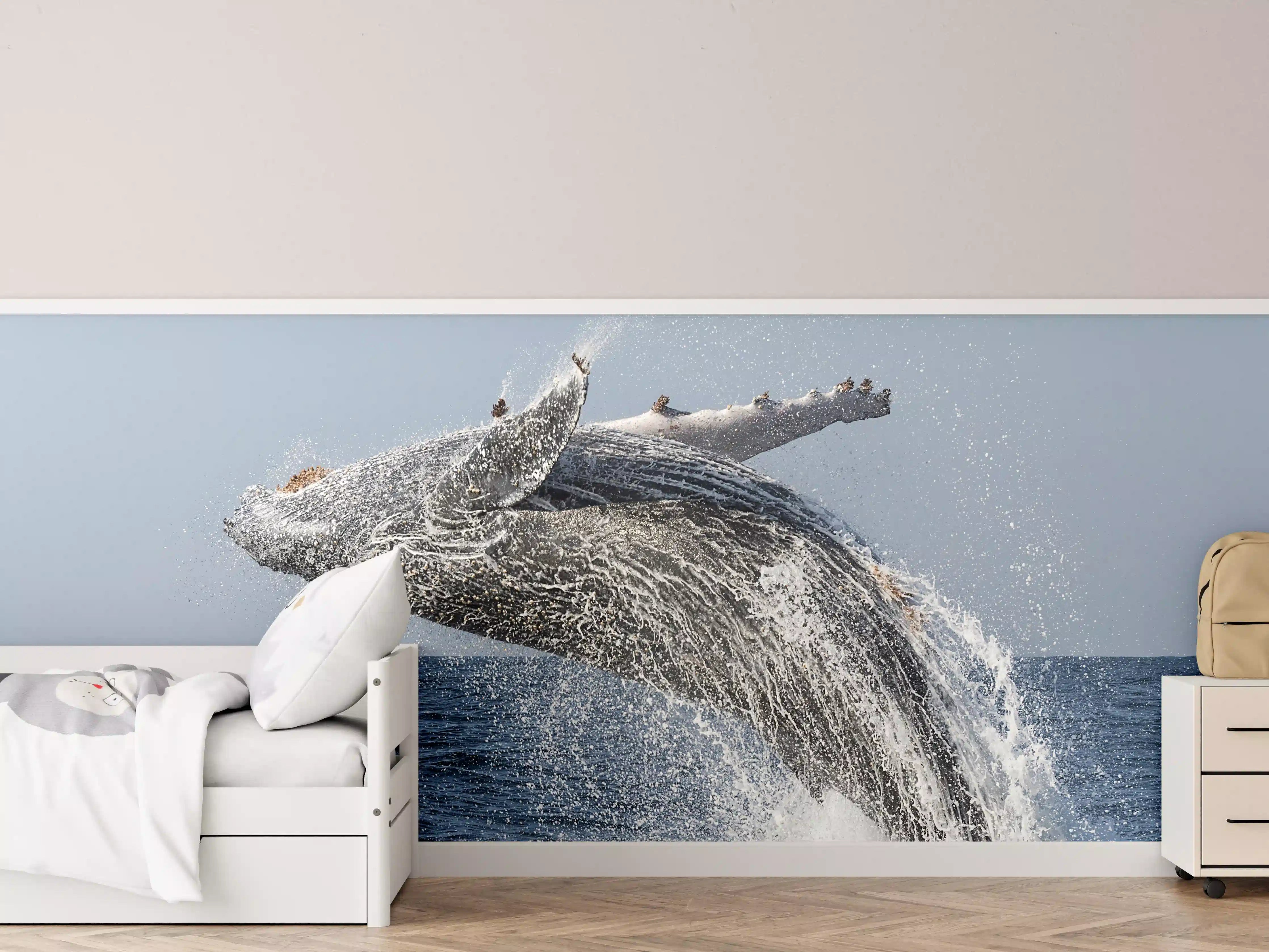 Kinderzimmer Wandgestaltung - Großer Buckelwal beim Auftauchen