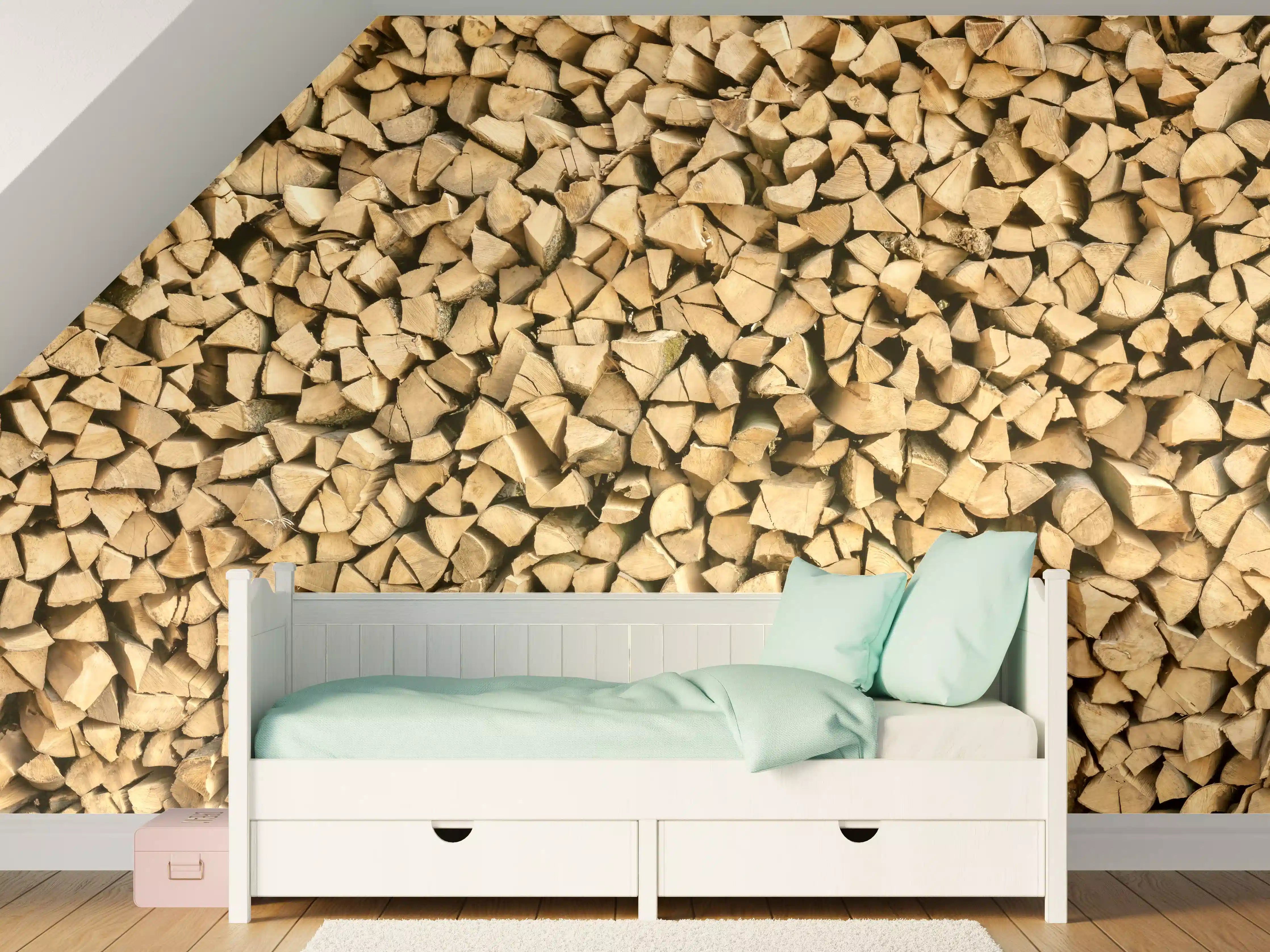 Kinderzimmer Wandgestaltung - Großer Haufen Holzscheite