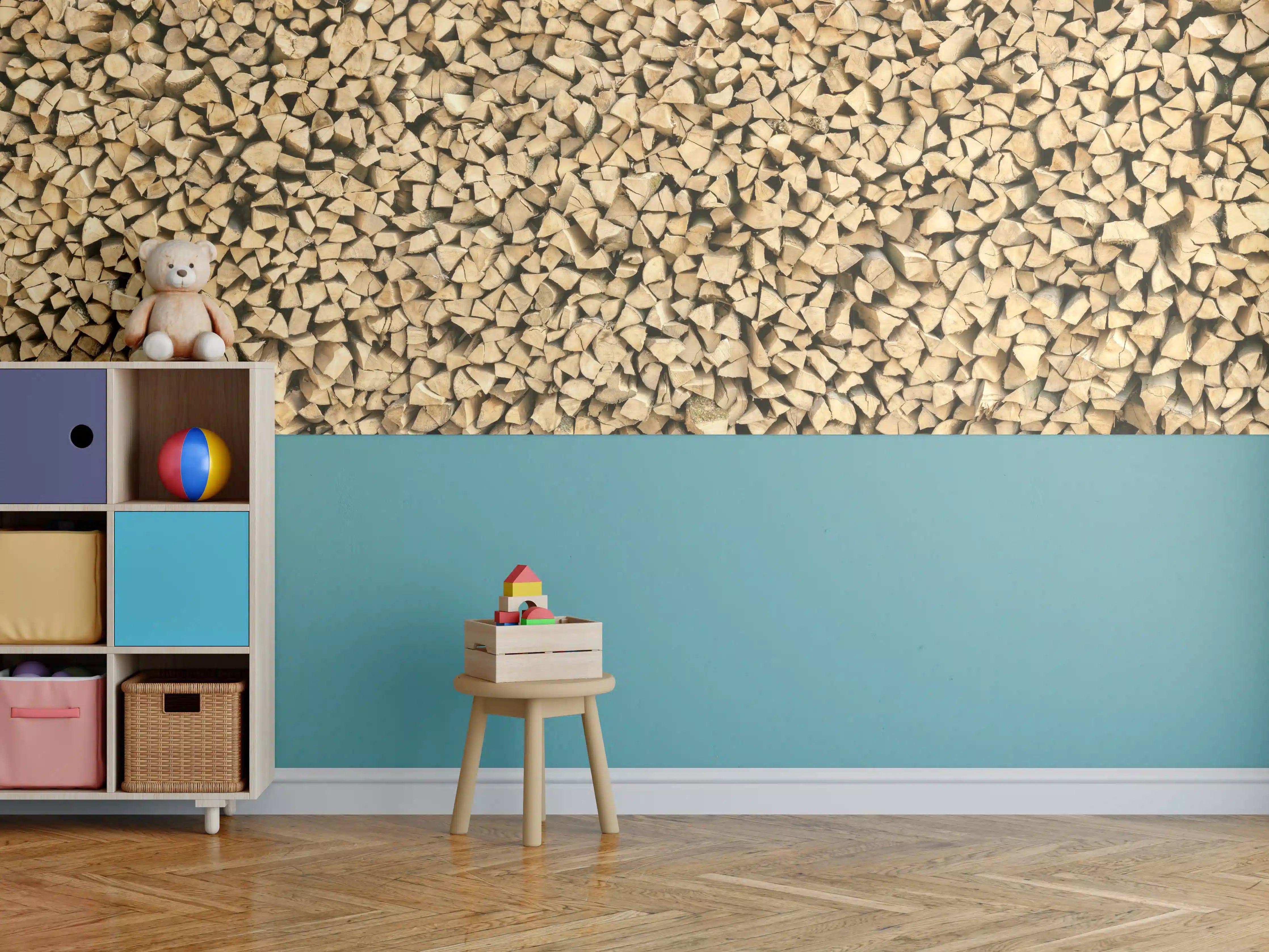 Kinderzimmer Wandgestaltung - Großer Haufen Holzscheite