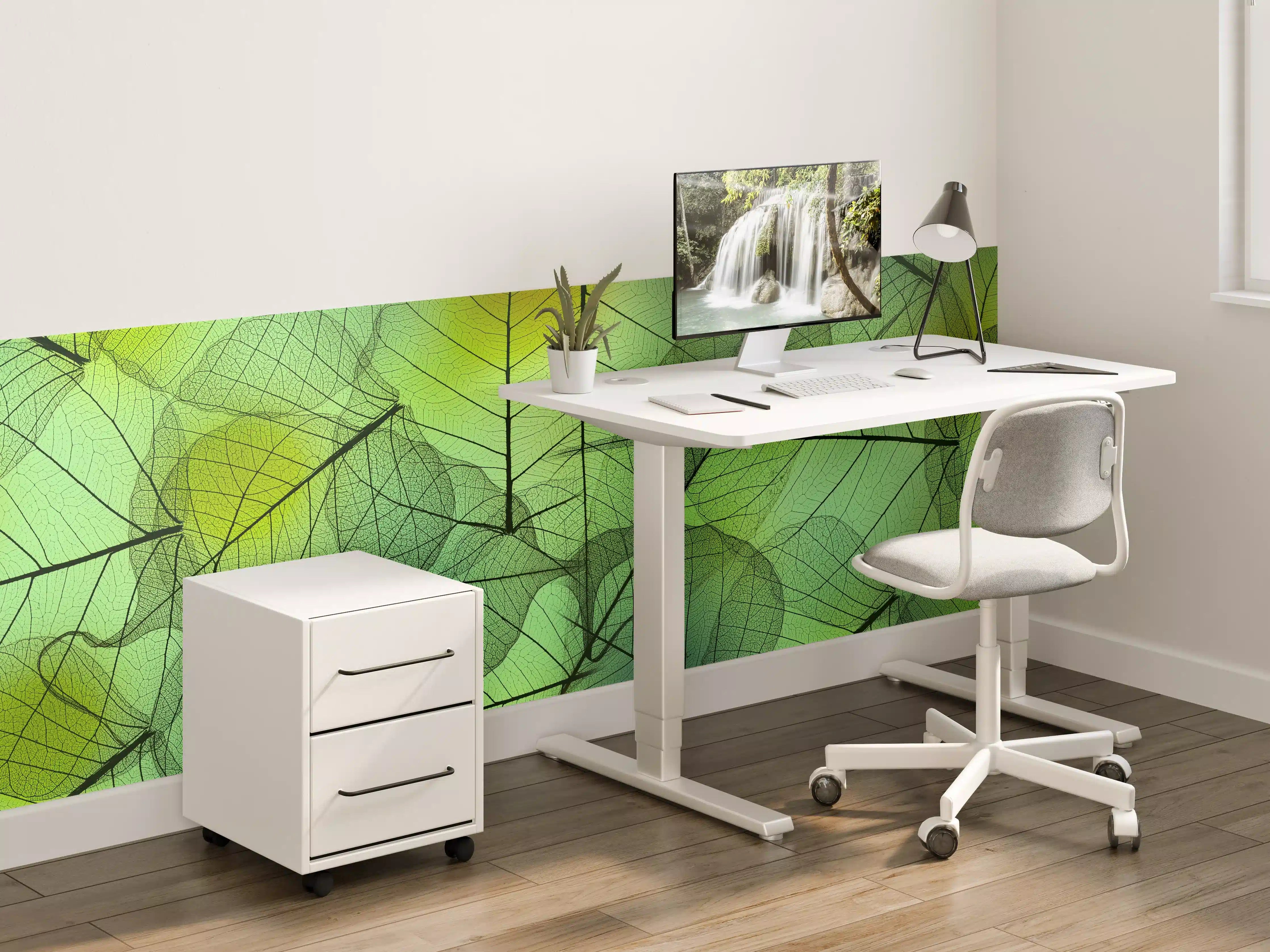 Kinderzimmer Wandgestaltung - Grün-Gelbe Blattstruktur Makro