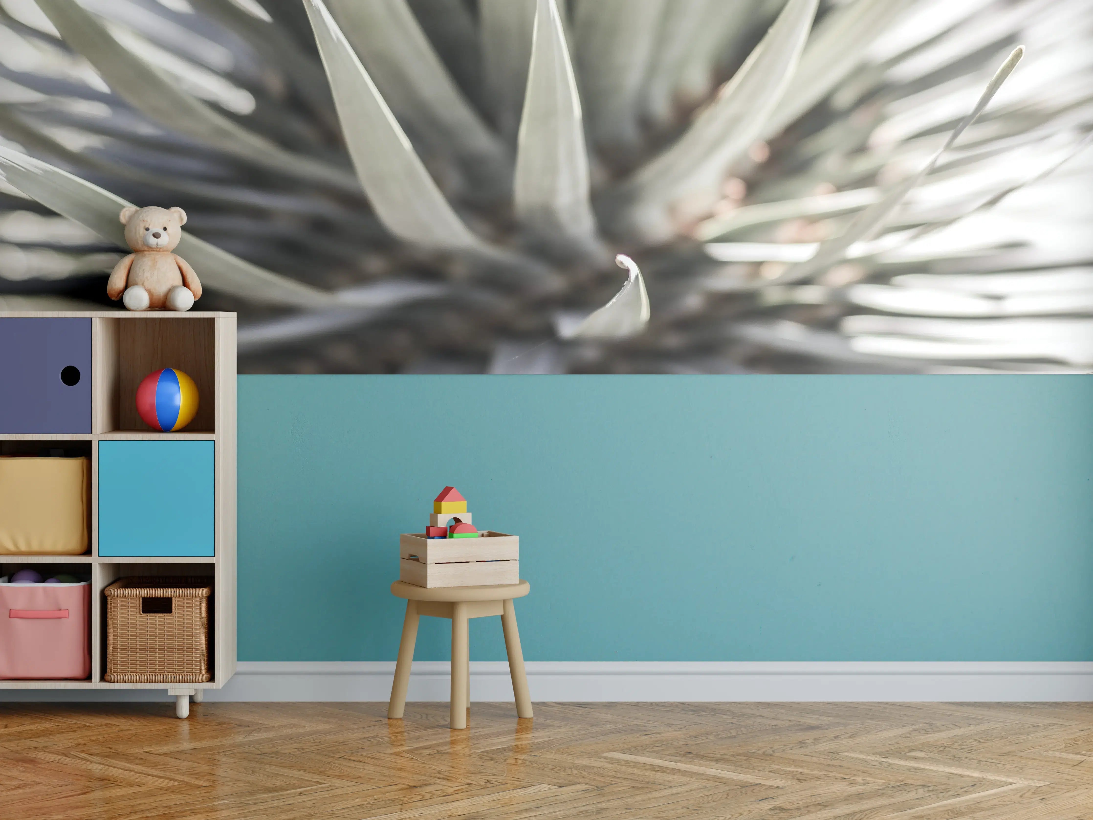 Kinderzimmer Wandgestaltung - Grüne Agaven-Nahaufnahme