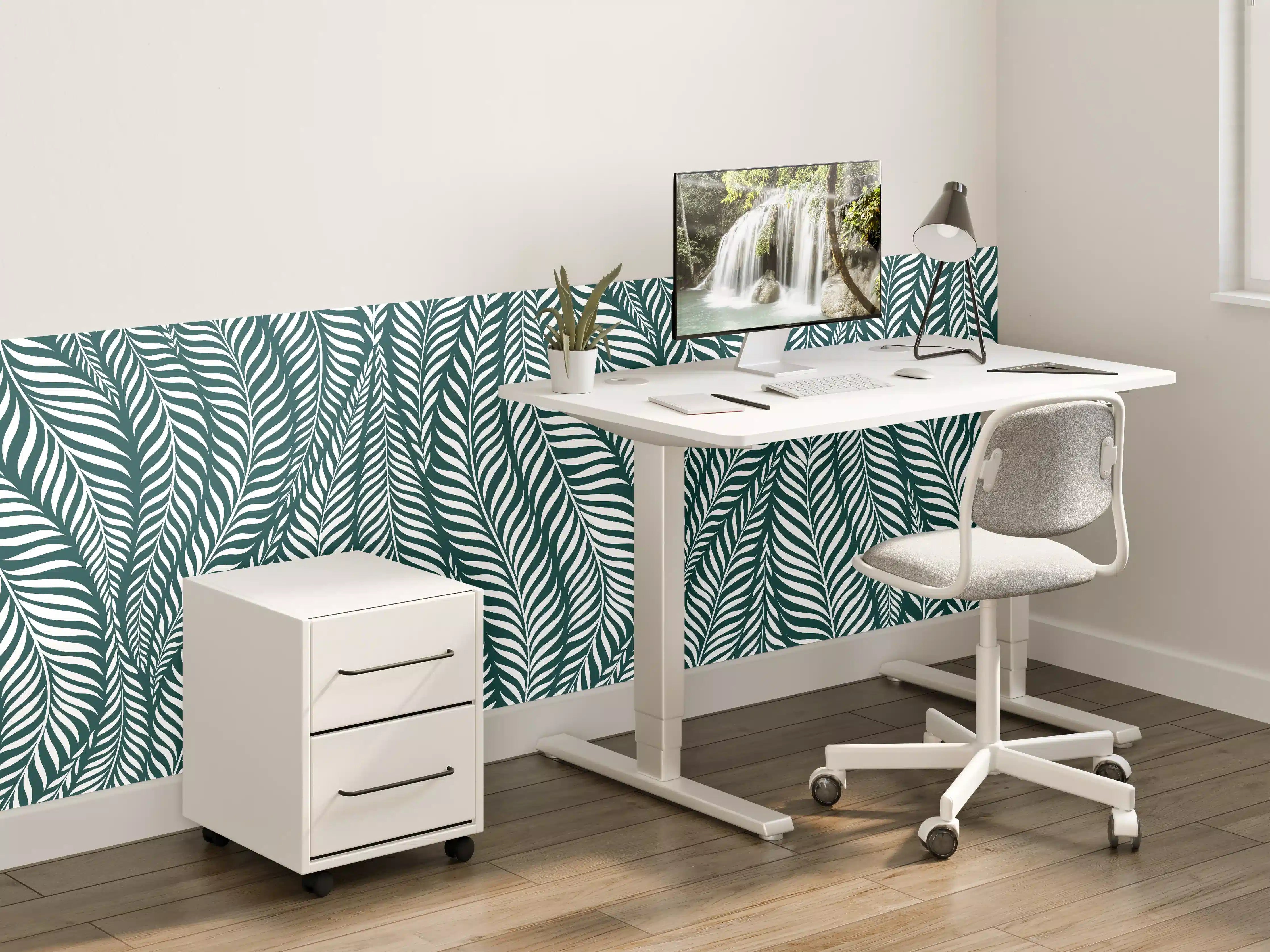 Kinderzimmer Wandgestaltung - Grüne Blätter mit Petrol