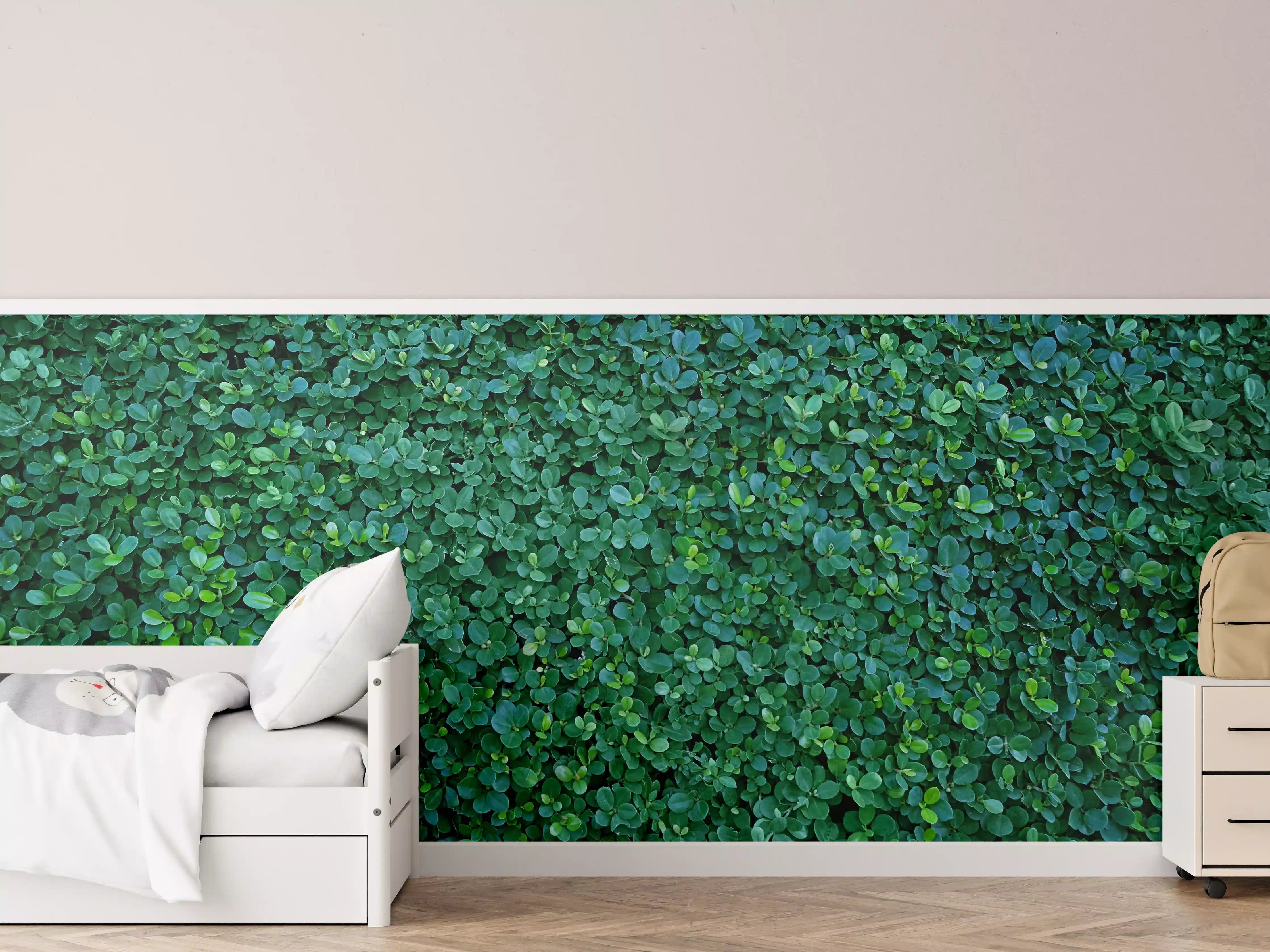 Kinderzimmer Wandgestaltung - Grüne Blätterwand Textur