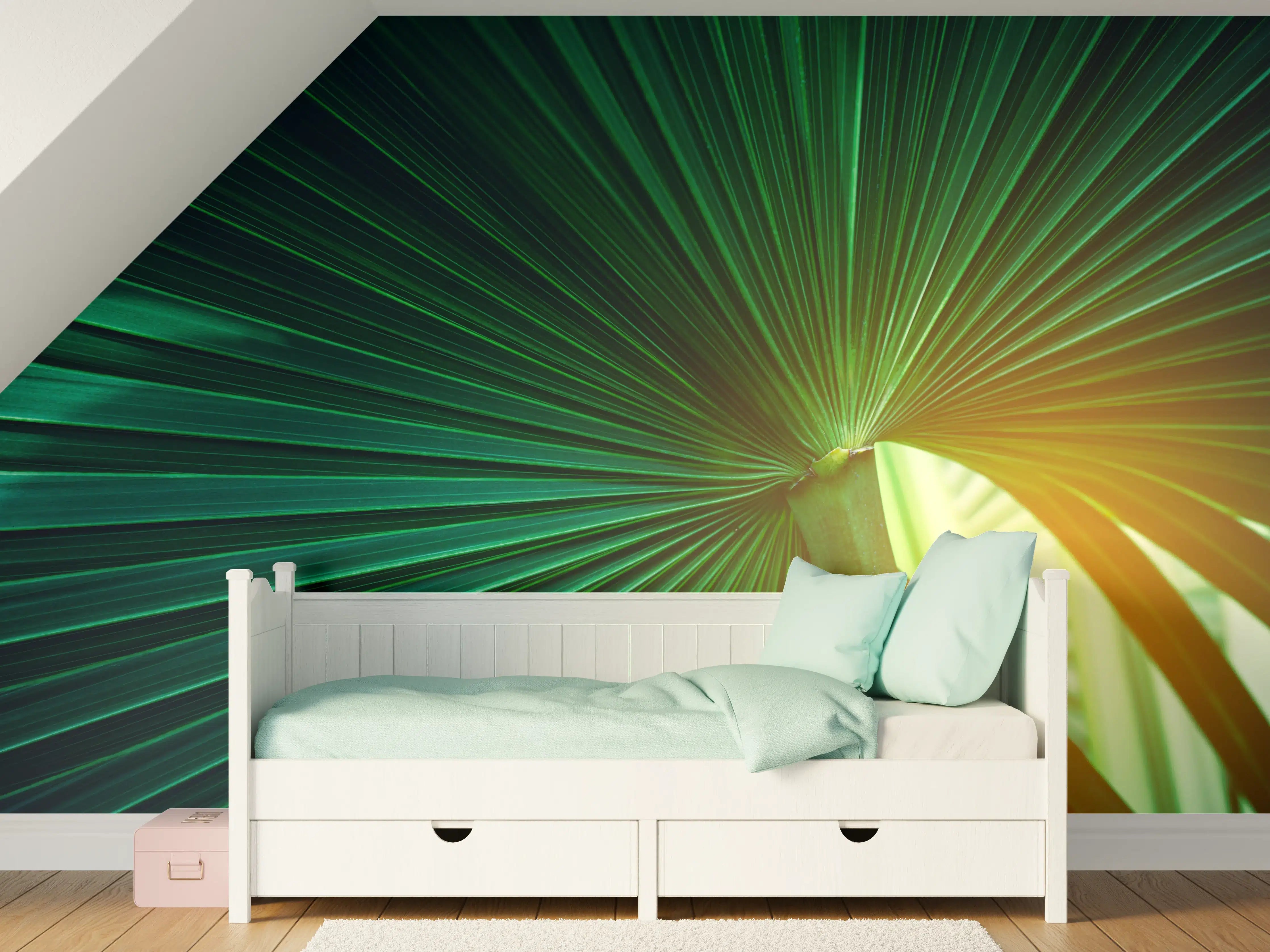 Kinderzimmer Wandgestaltung - Grüne Blatt Textur