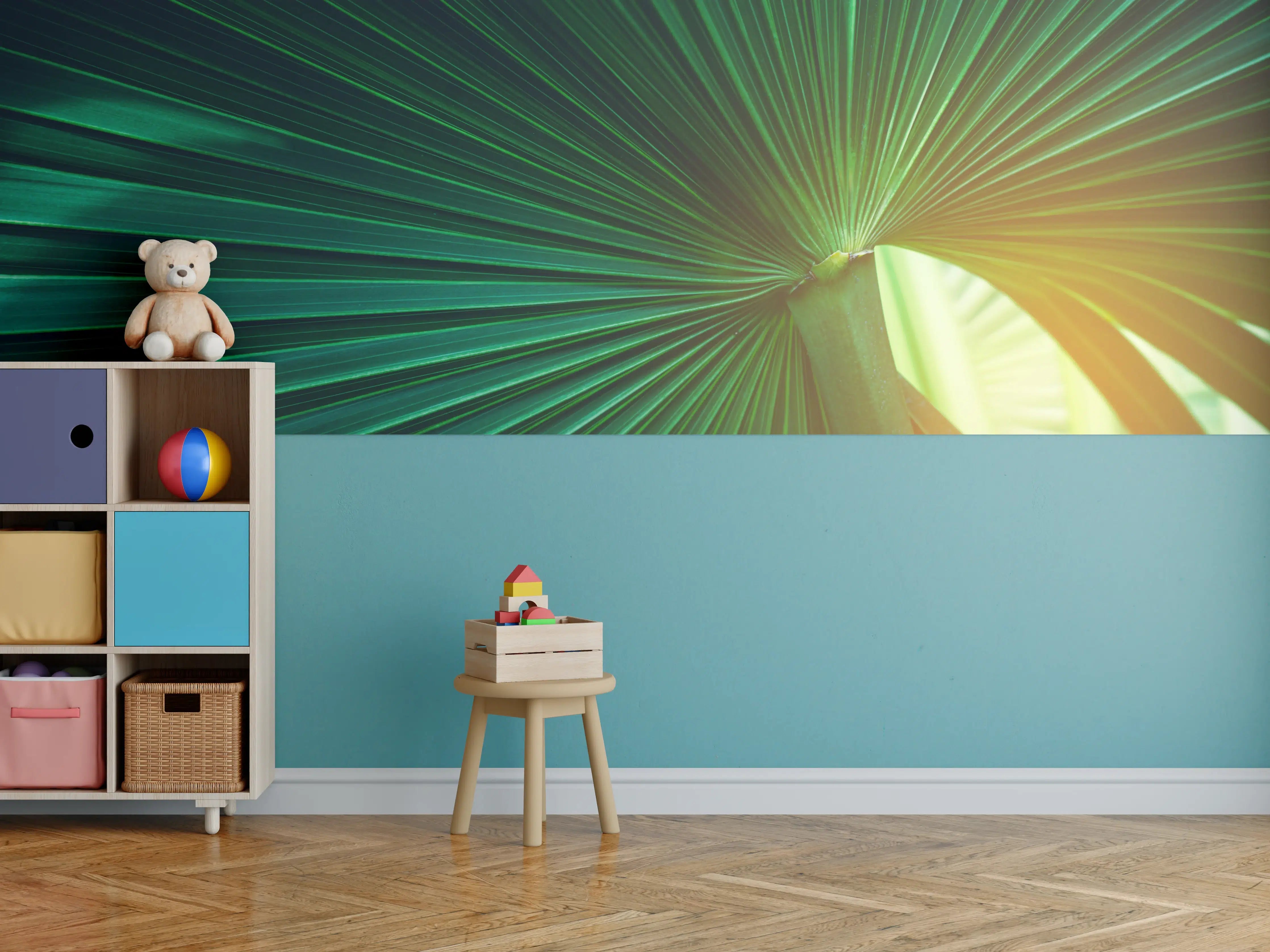 Kinderzimmer Wandgestaltung - Grüne Blatt Textur