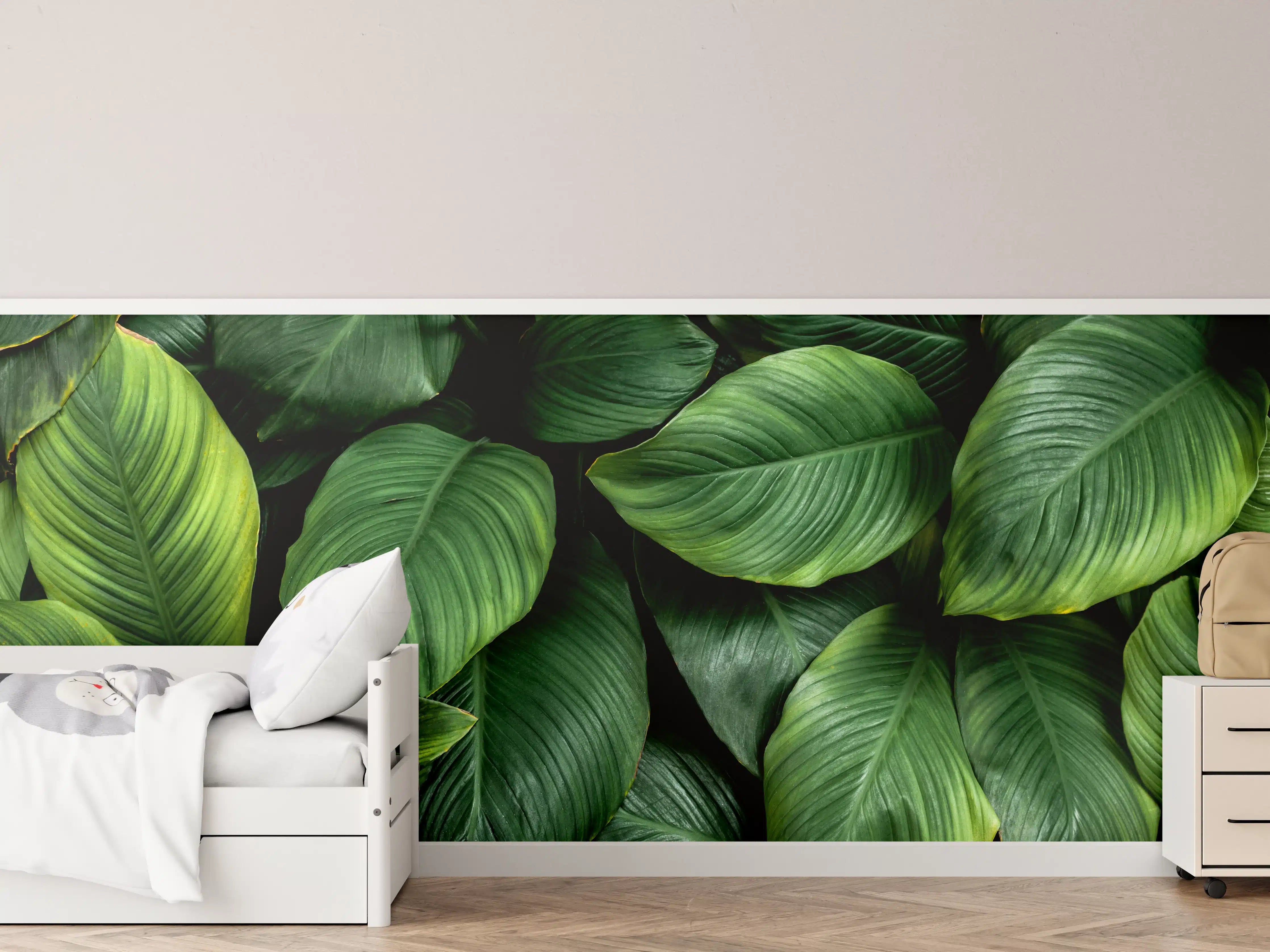 Kinderzimmer Wandgestaltung - Grüne Blattwelt in Nahaufnahme