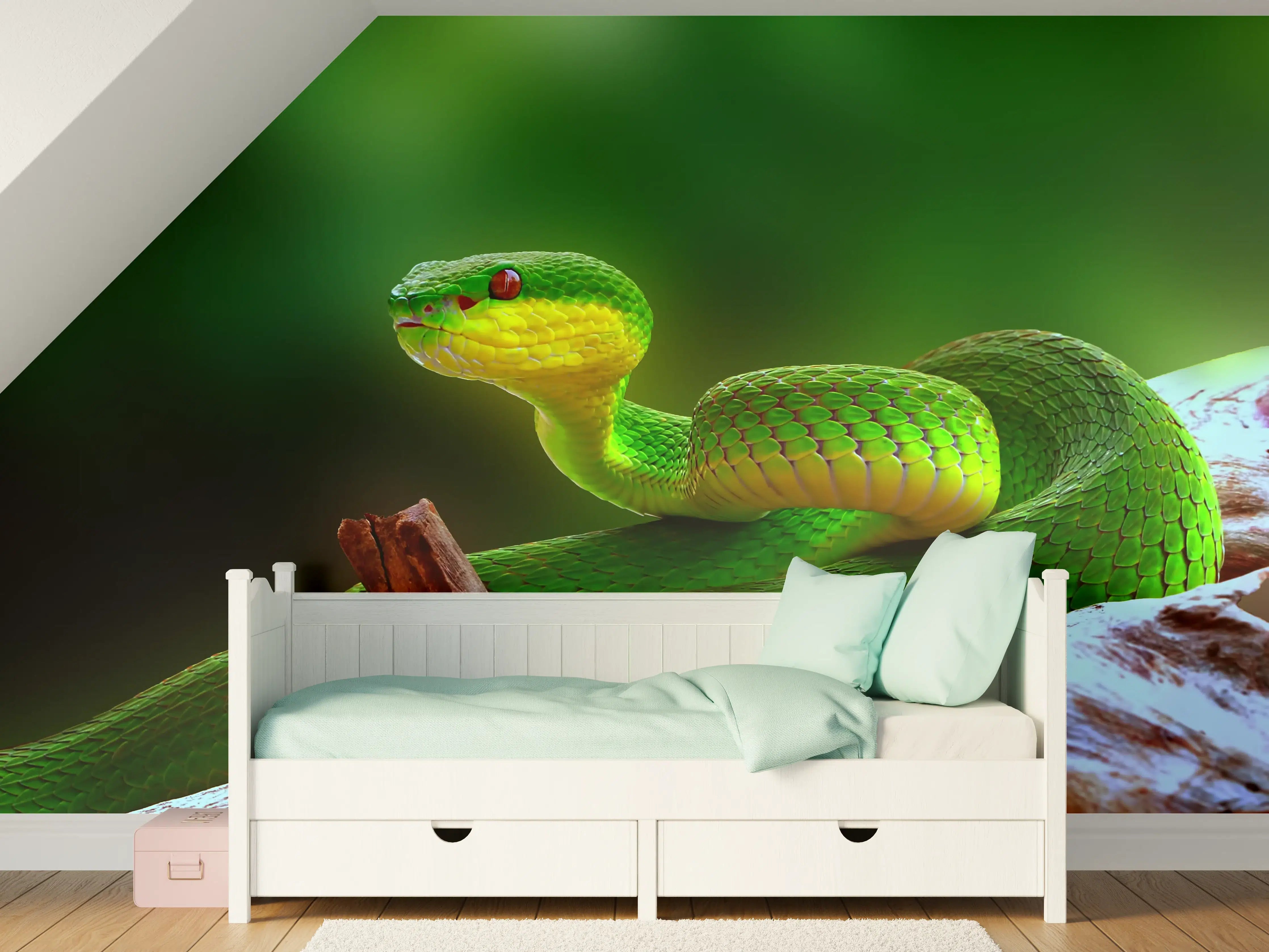 Kinderzimmer Wandgestaltung - Grüne Inselvipernatter