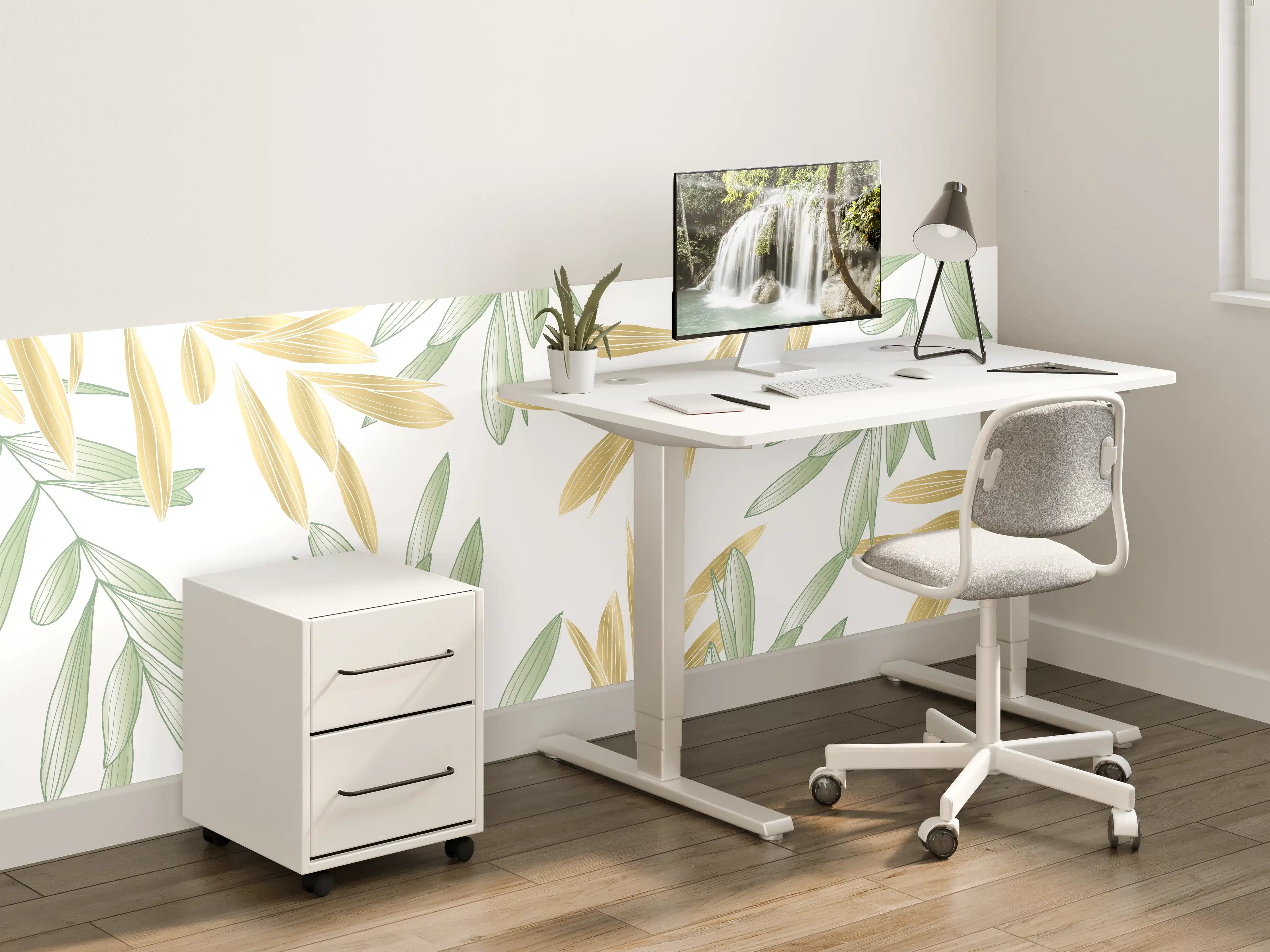 Kinderzimmer Wandgestaltung - Grüne Olivenzweige Muster