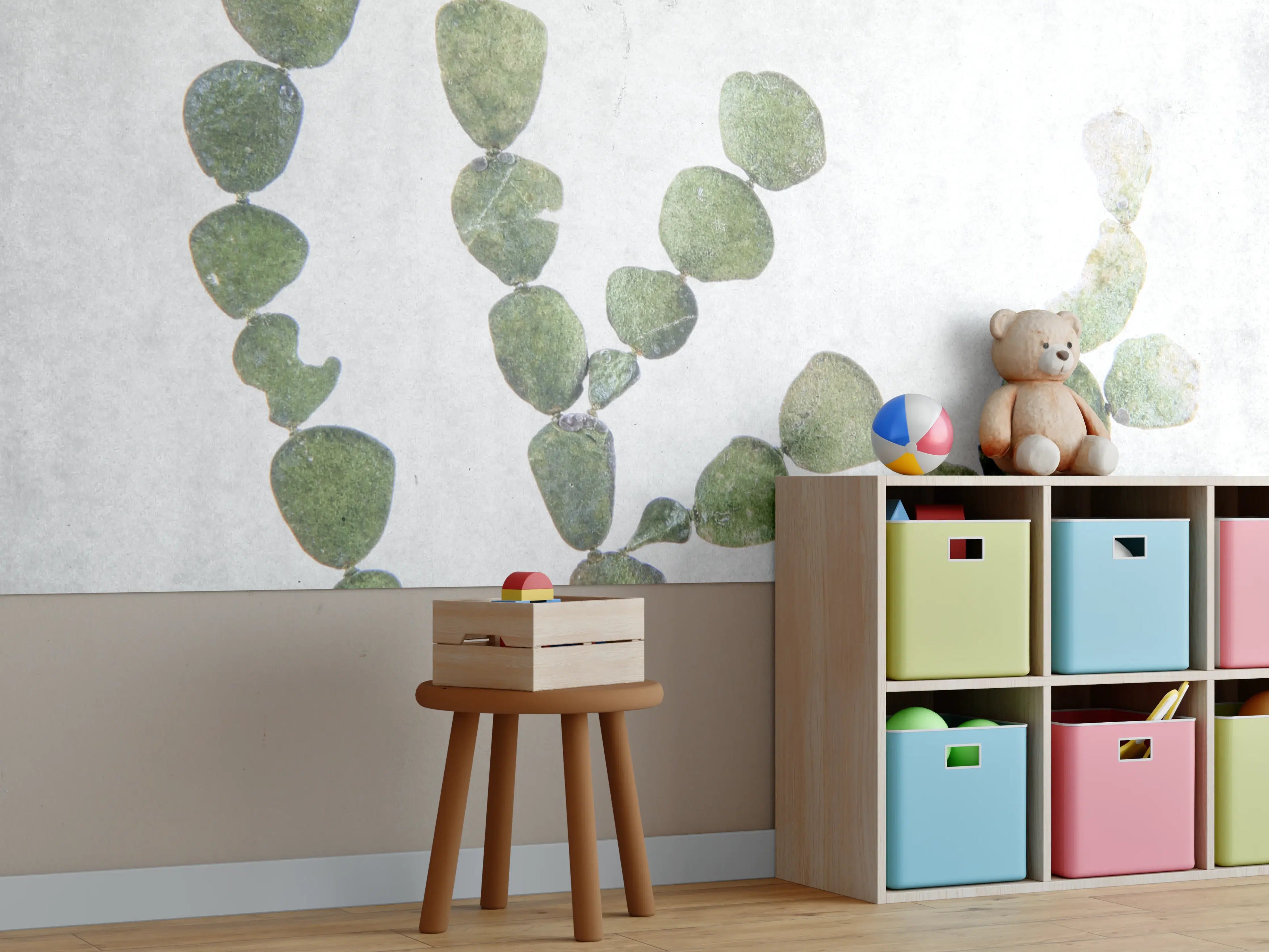 Kinderzimmer Wandgestaltung - Grüne Pflanzenstruktur Nahaufnahme